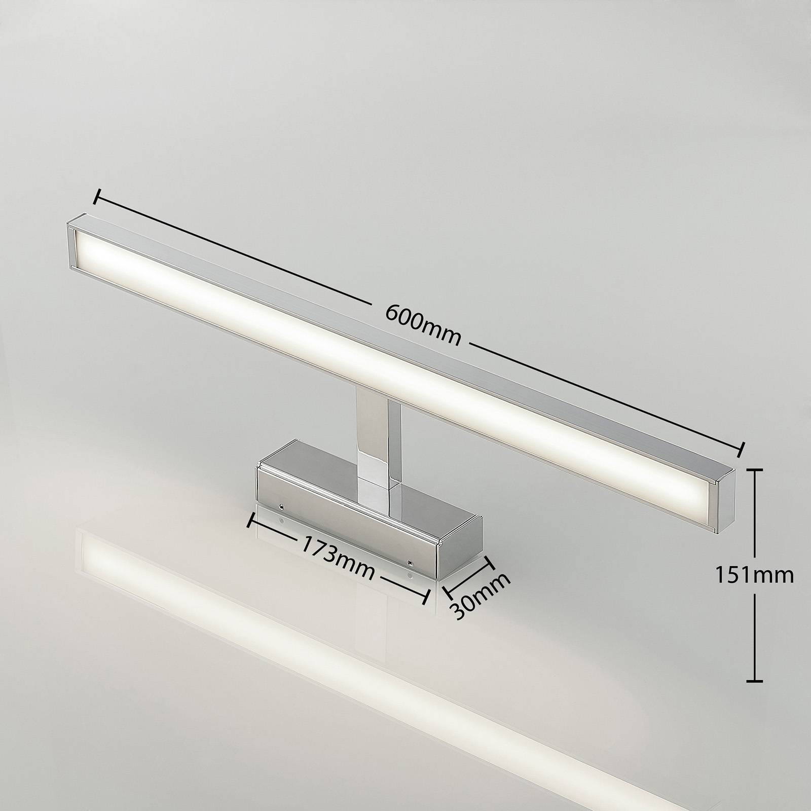 Oświetlenie lustra LED Lindby Jukka, 60 cm, chrom, aluminium