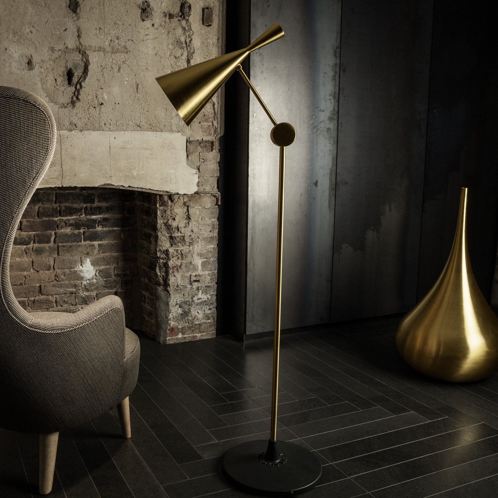 Tom Dixon LED floor lamp Beat, brass-coloured, height 157 cm