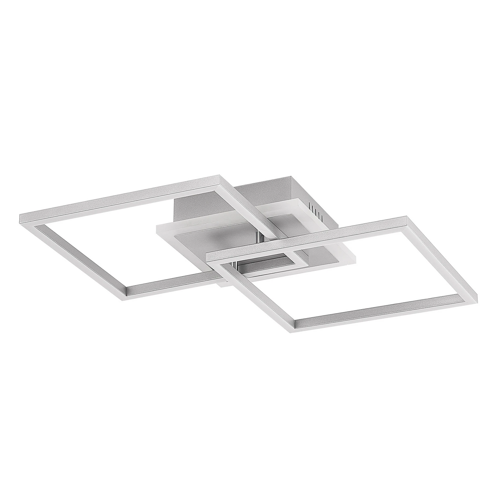 Lindby LED-Deckenlampe Fjardo, eckig, silber, CCT, Remote