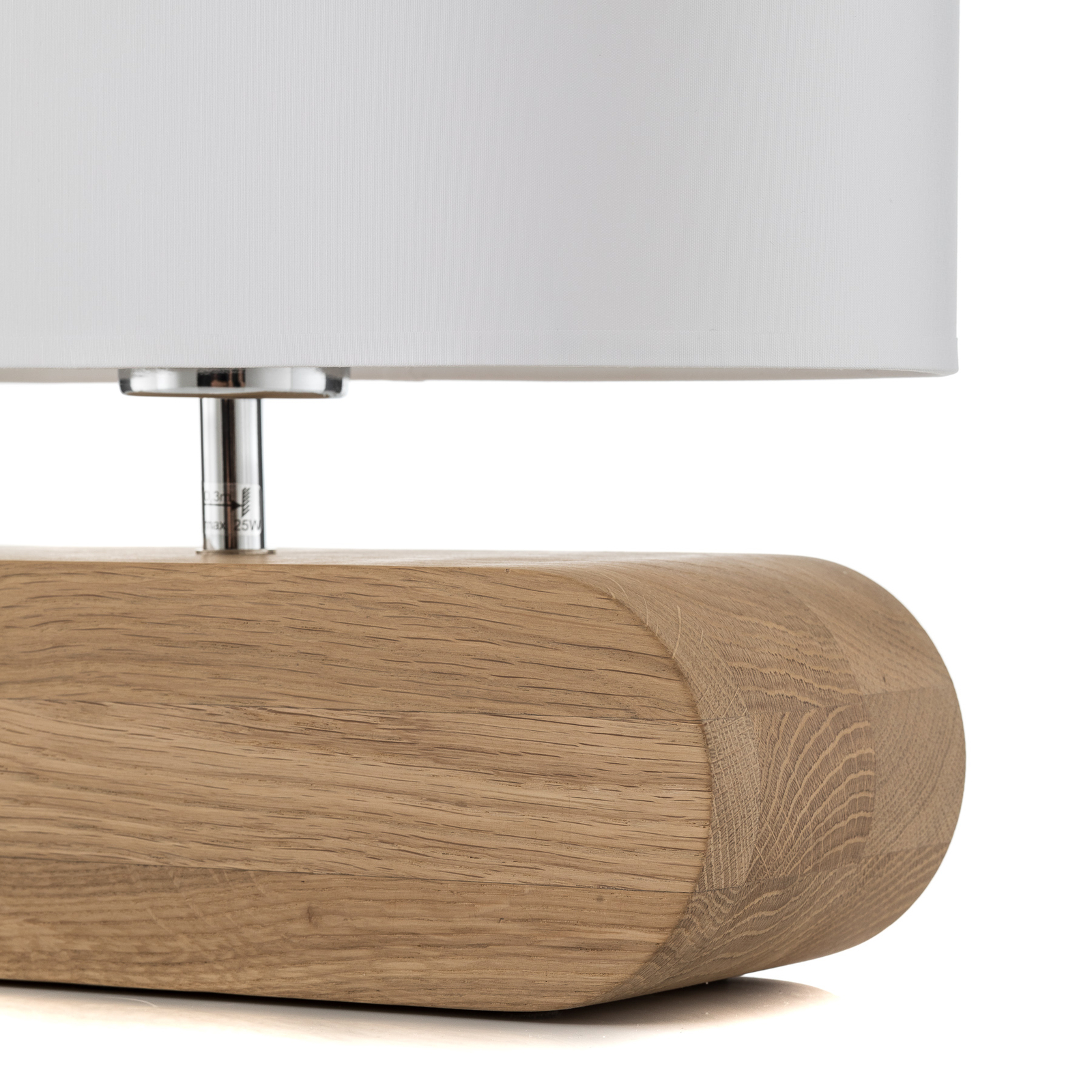 Cassy table lamp, oak wood, white fabric lampshade
