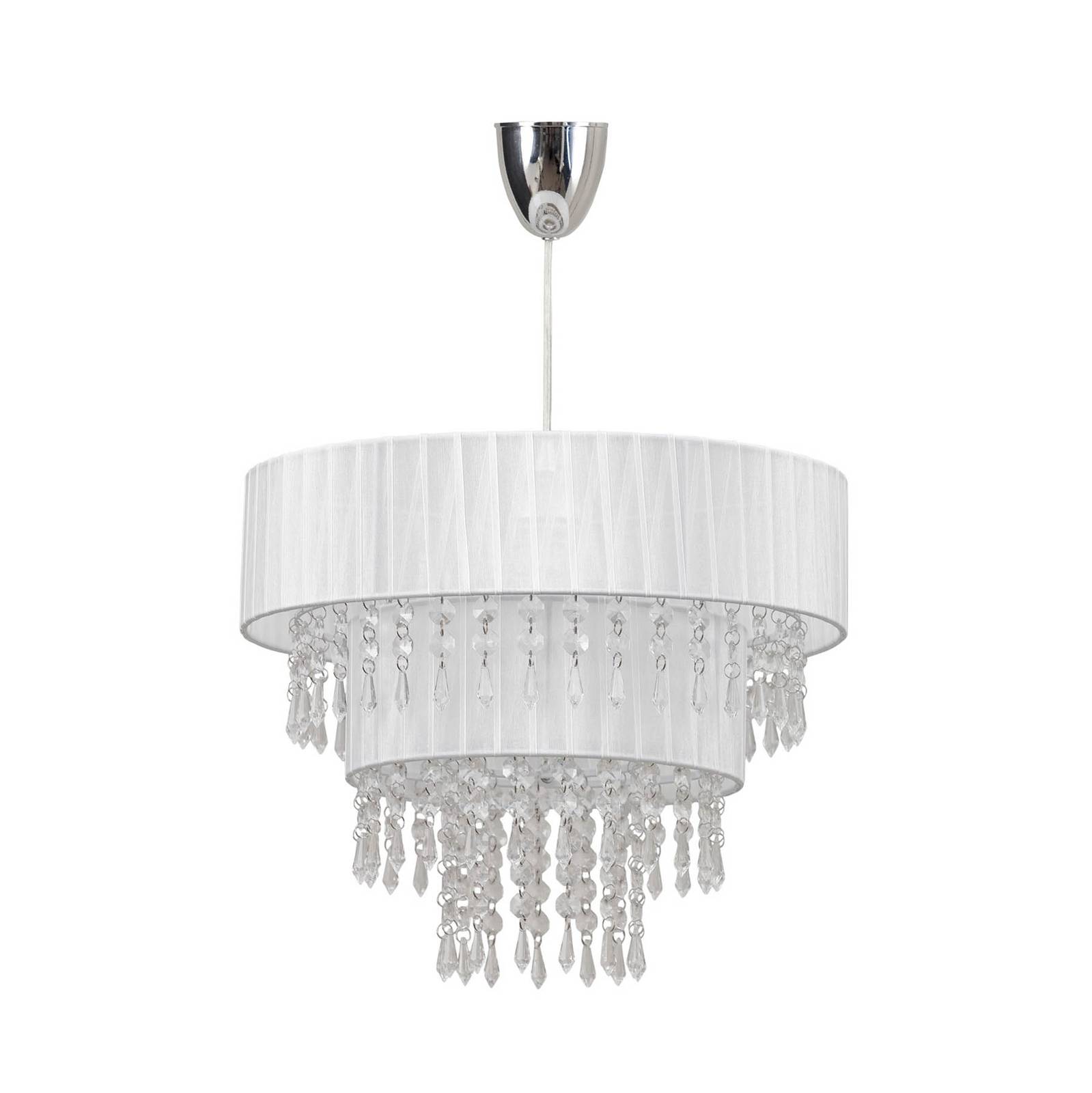 Hänglampa Toscana med akrylkristaller, vit
