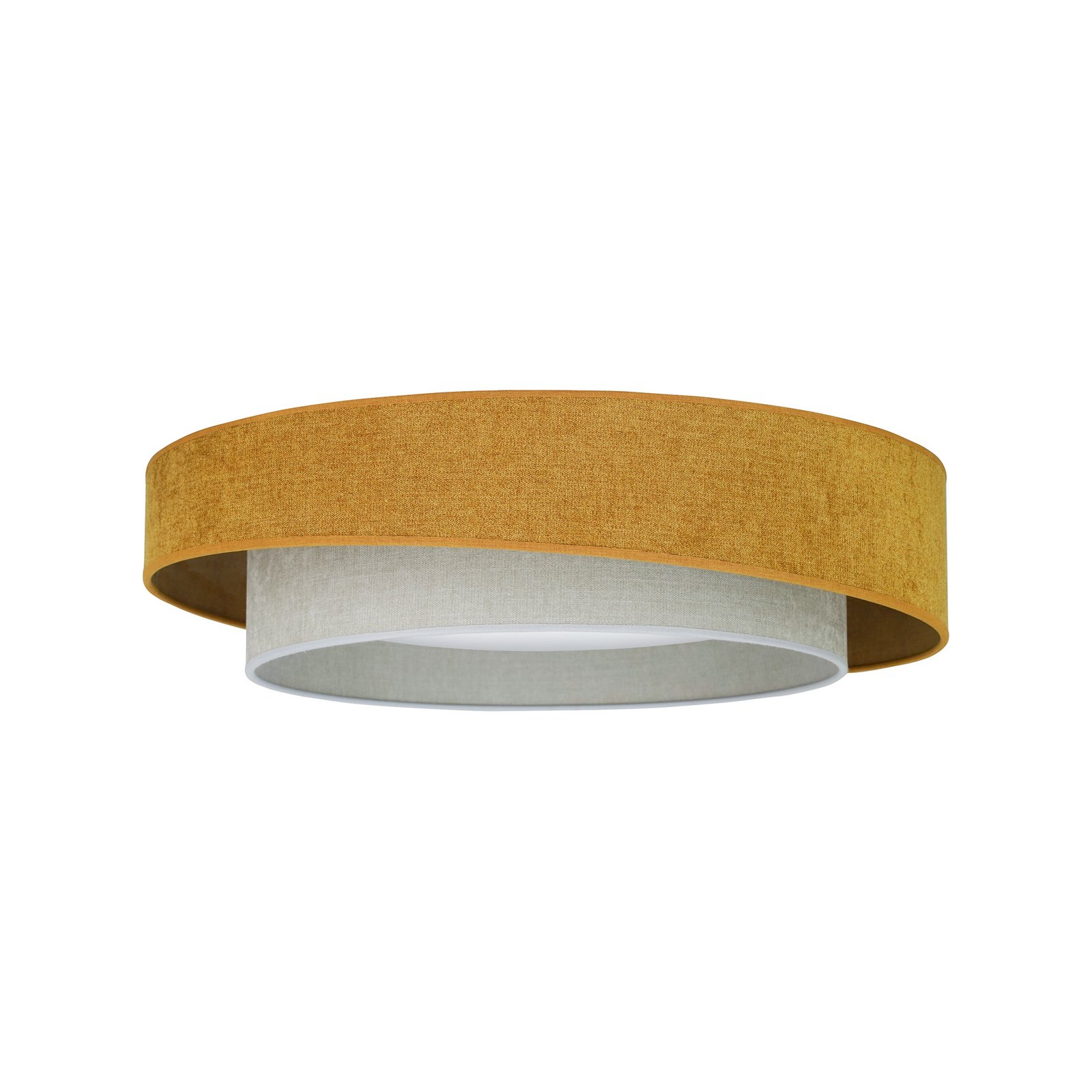 Lampa sufitowa LED Luneta S, szenilowa, musztardowo-żółta/szara, 3-stopniowa