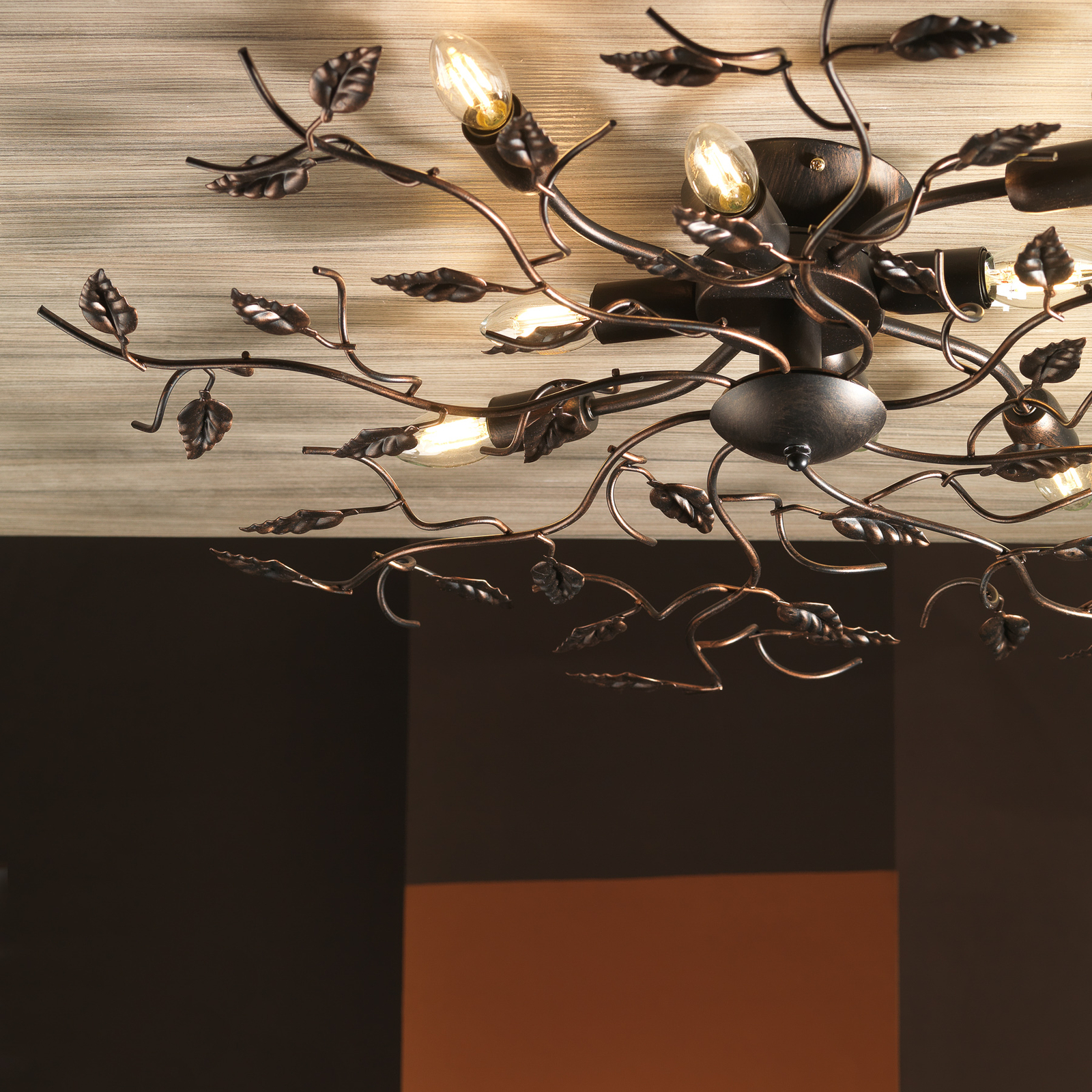 Cernecchio ceiling light, 8-bulb, bronze