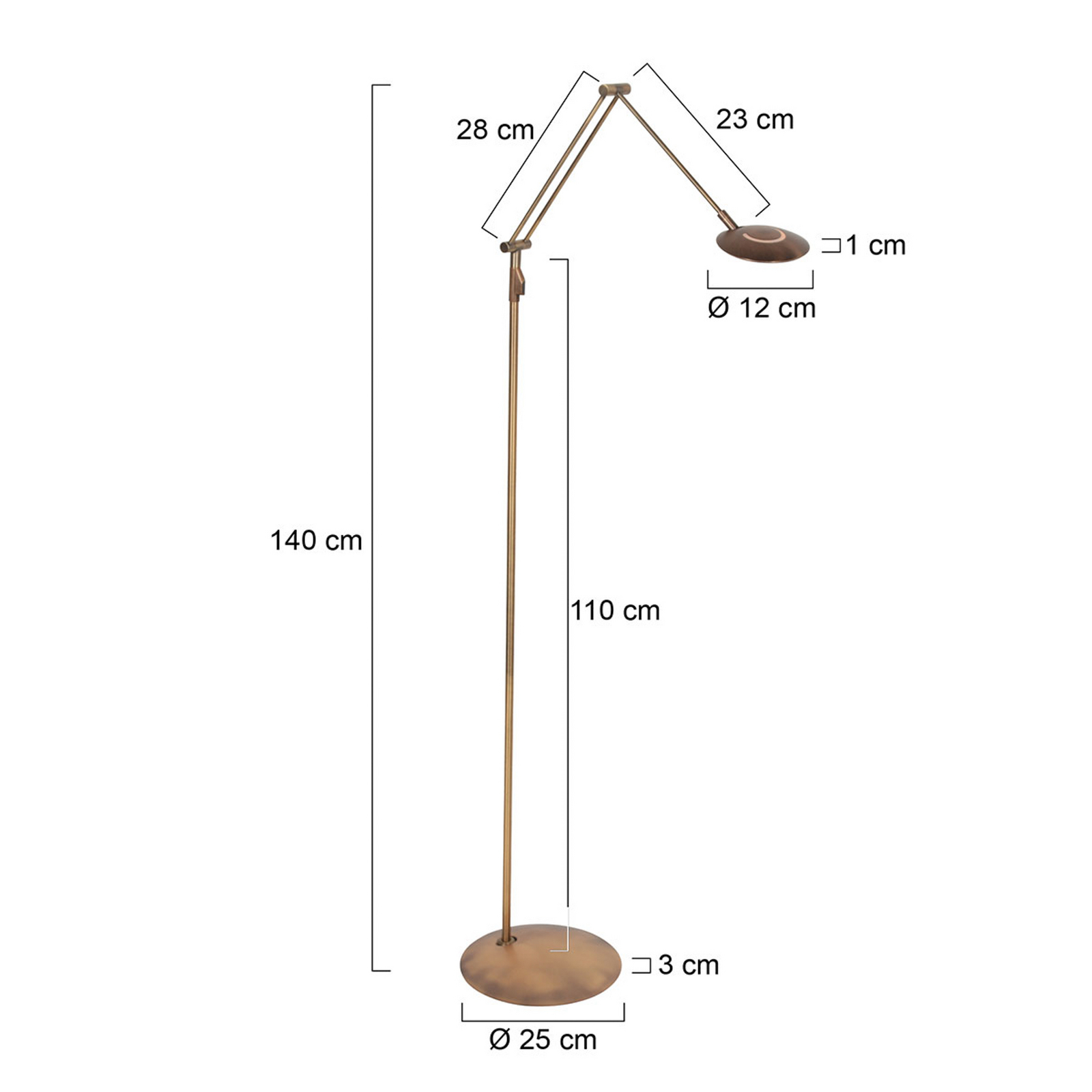 LED vloerlamp Zenith2, 1-lamp, brons, CCT, afstandsbediening LED vloerlamp Zenith2, 1-lamp, brons, CCT, afstandsbediening
