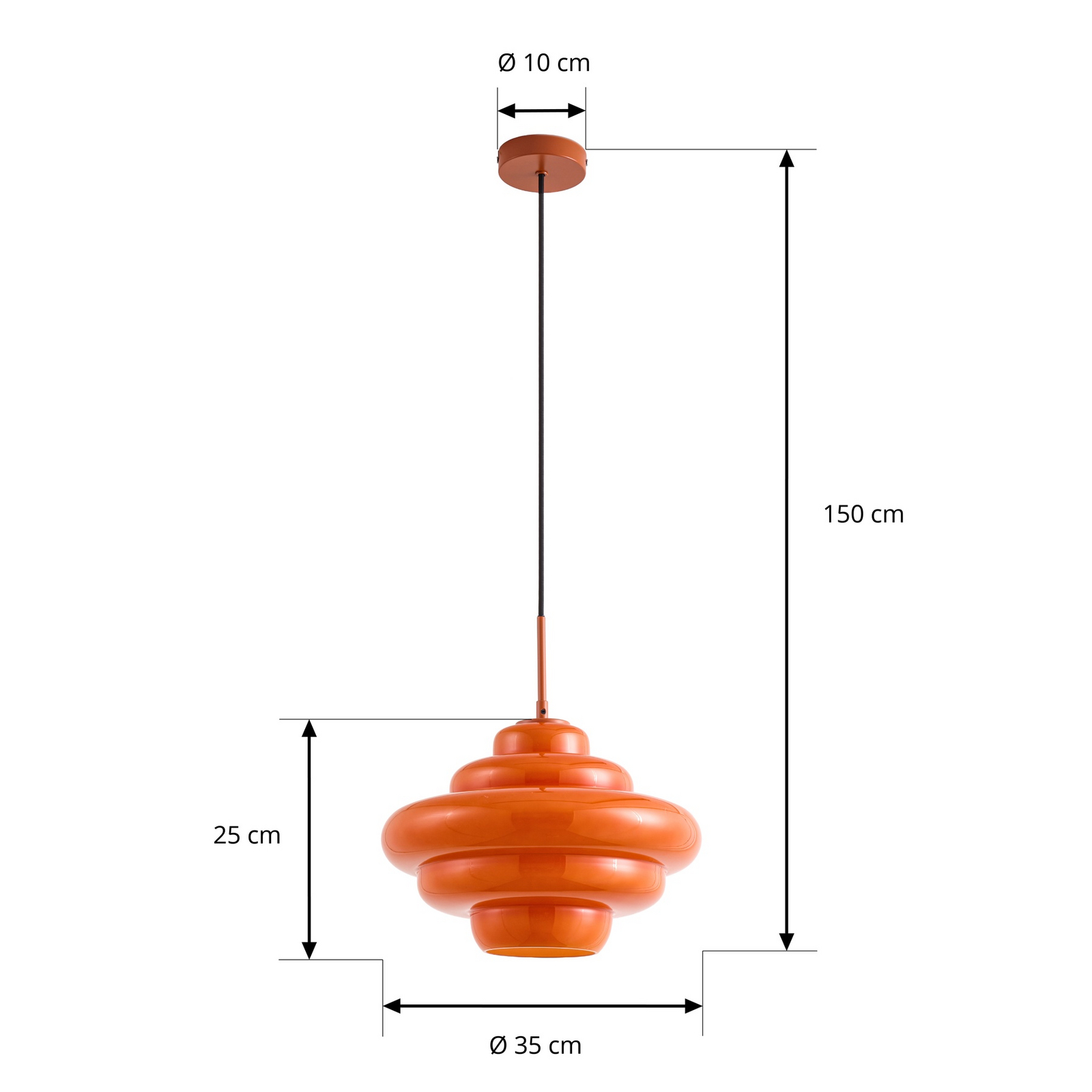Leilani Hängeleuchte, orange, E27, Ø 35 cm, Glas - Lucande
