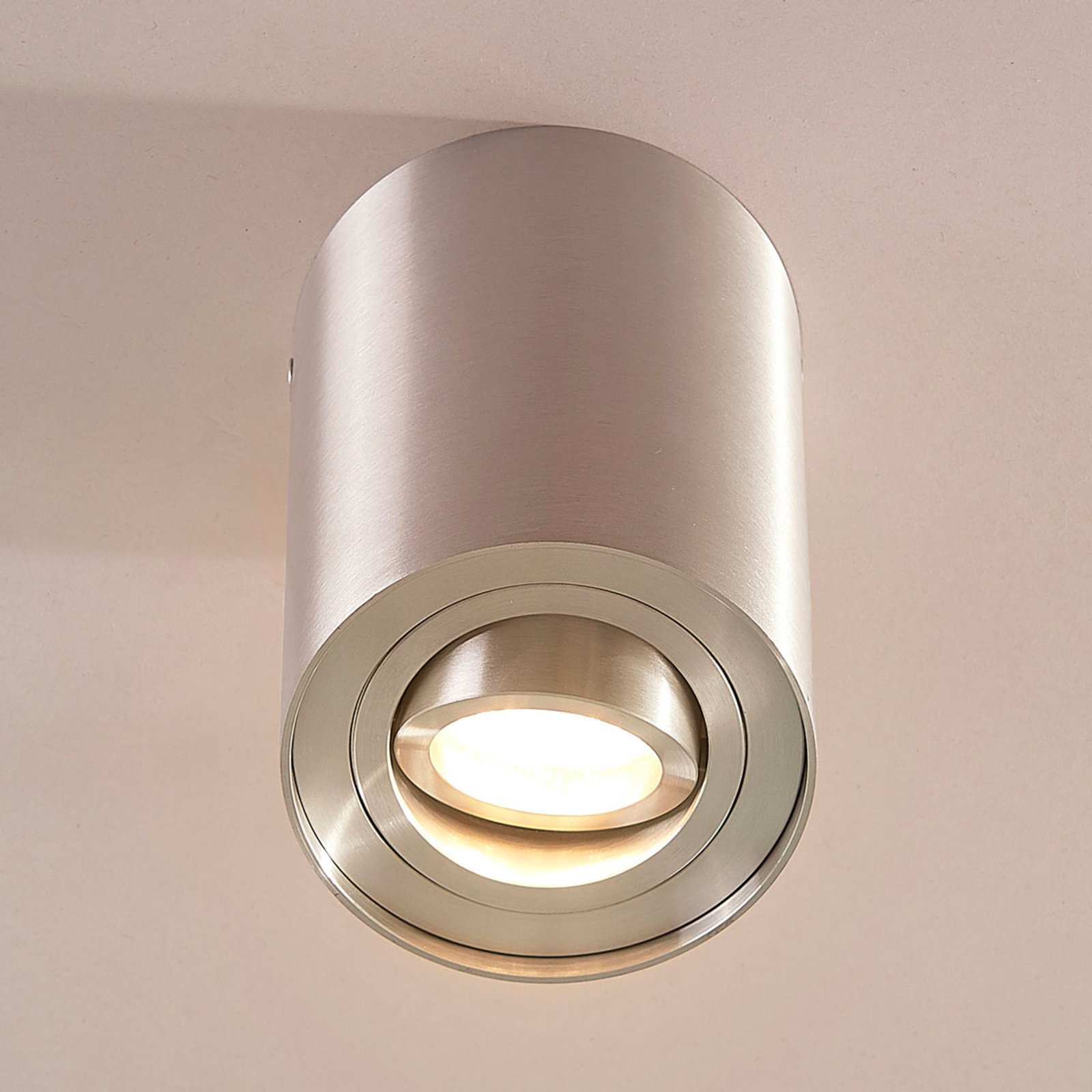 Arcchio surface-mounted ceiling spotlight Jolina, round, brushed aluminium