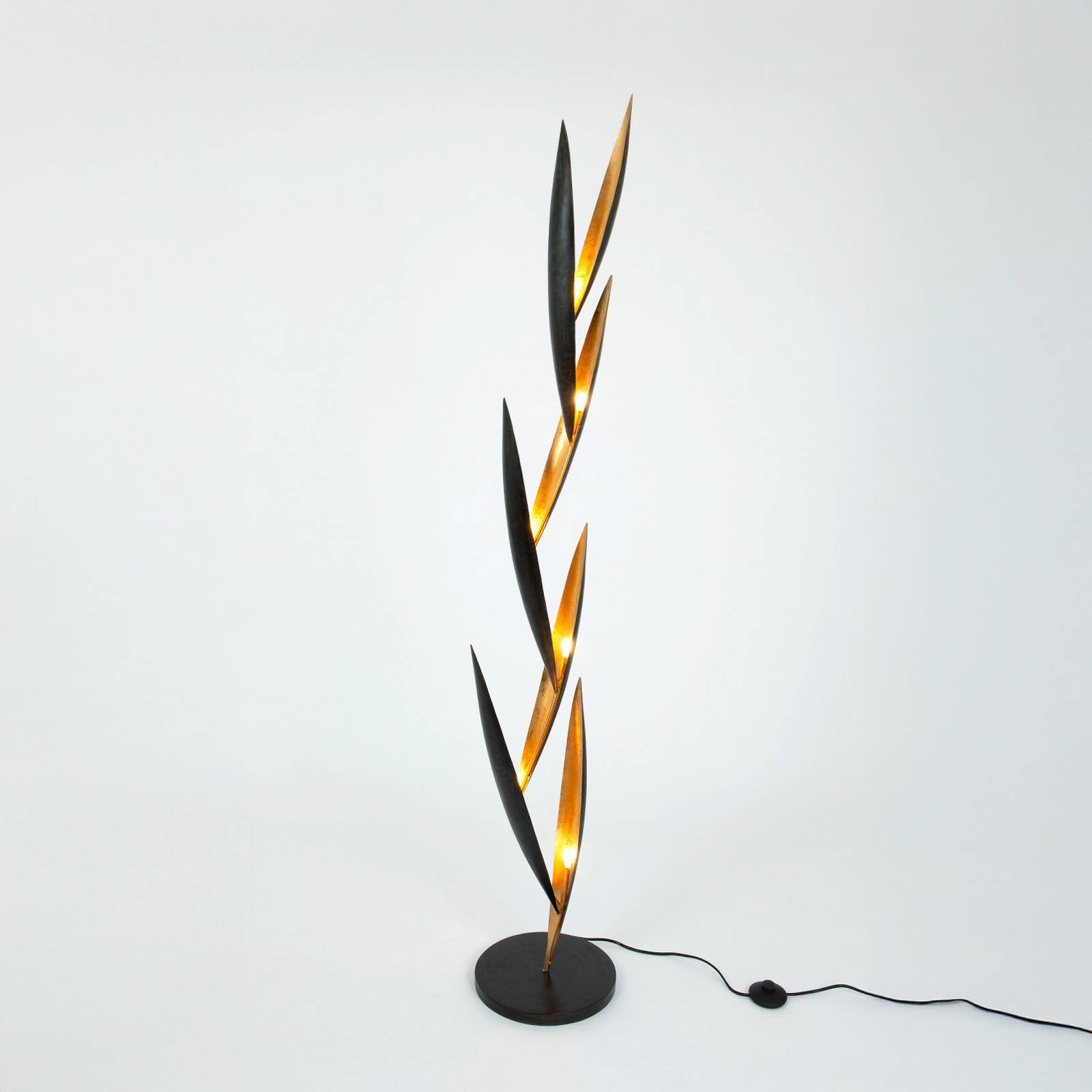Gulvlampe FORTUMA, sort/guld, højde 160 cm, metal, 6 x G4