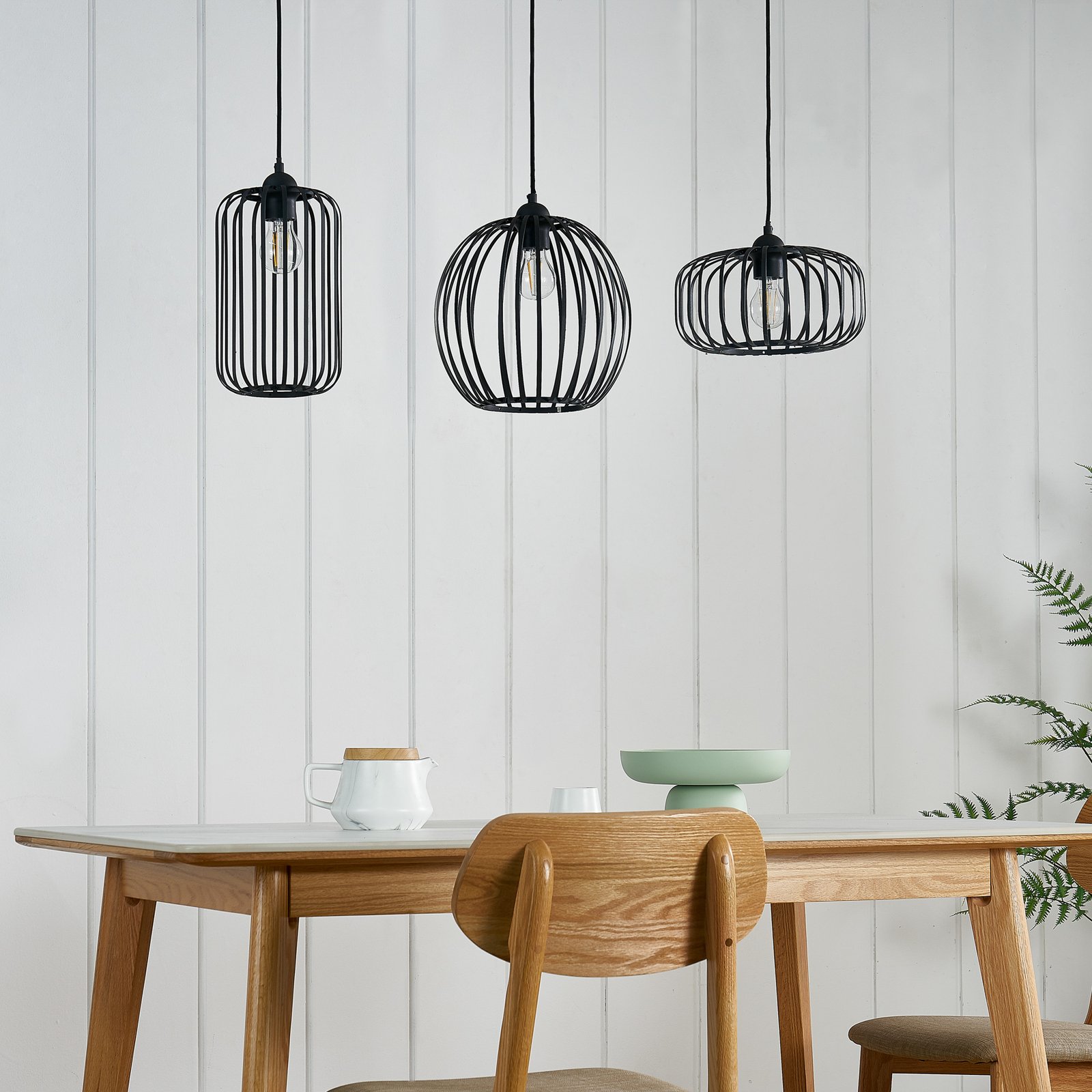 Lindby Krish hanglamp, kooi-look, 3-lamps