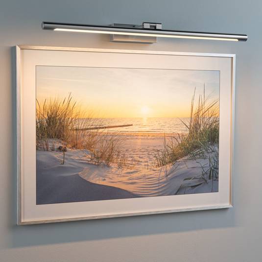 Lucande, applique pour tableau LED Dimitrij, nickel, métal, 54 cm