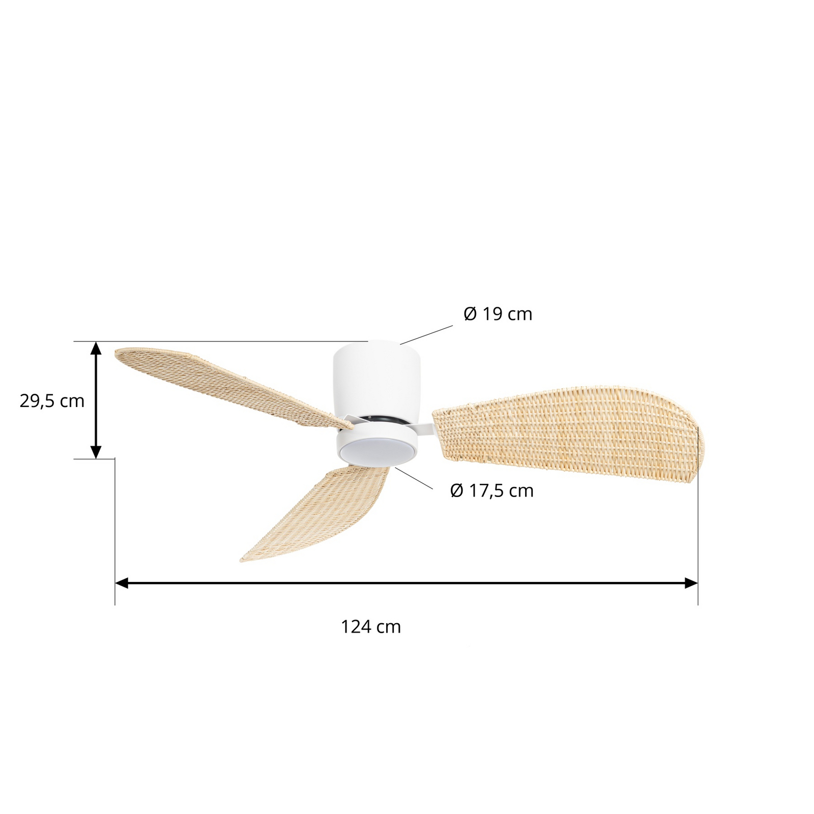 Ventilatore da soffitto LED Faipari con luce, bianco/rattan, 132 cm, DC - Ventilatore da soffitto LED Faipari con luce, bianco/rattan, 132 cm, DC -