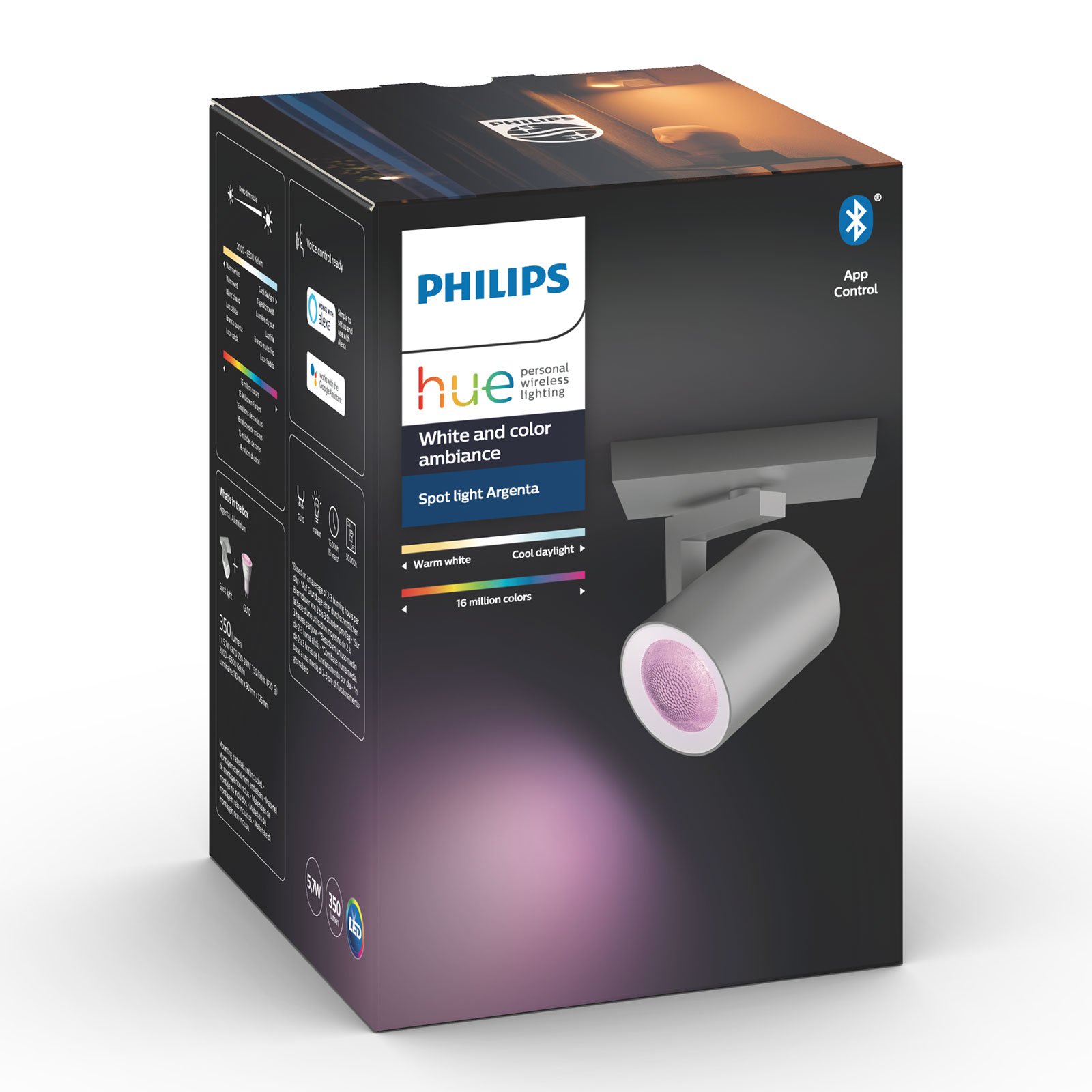 Philips Hue Argenta spot LED à 1 lampe aluminium