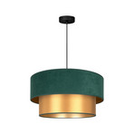 Lampada a sospensione Dorina, verde/oro, Ø 45 cm, tessuto, E27 - Duolla
