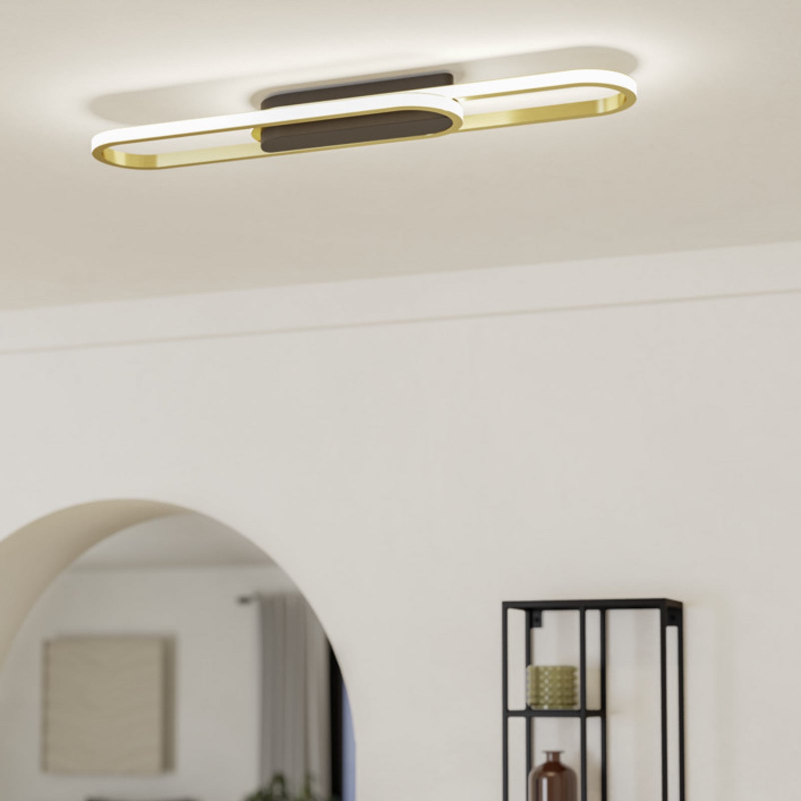 Plafonnier LED EGLO CONIVARENA, noir/laiton, 69 cm, CCT Plafonnier LED EGLO CONIVARENA, noir/laiton, 69 cm, CCT