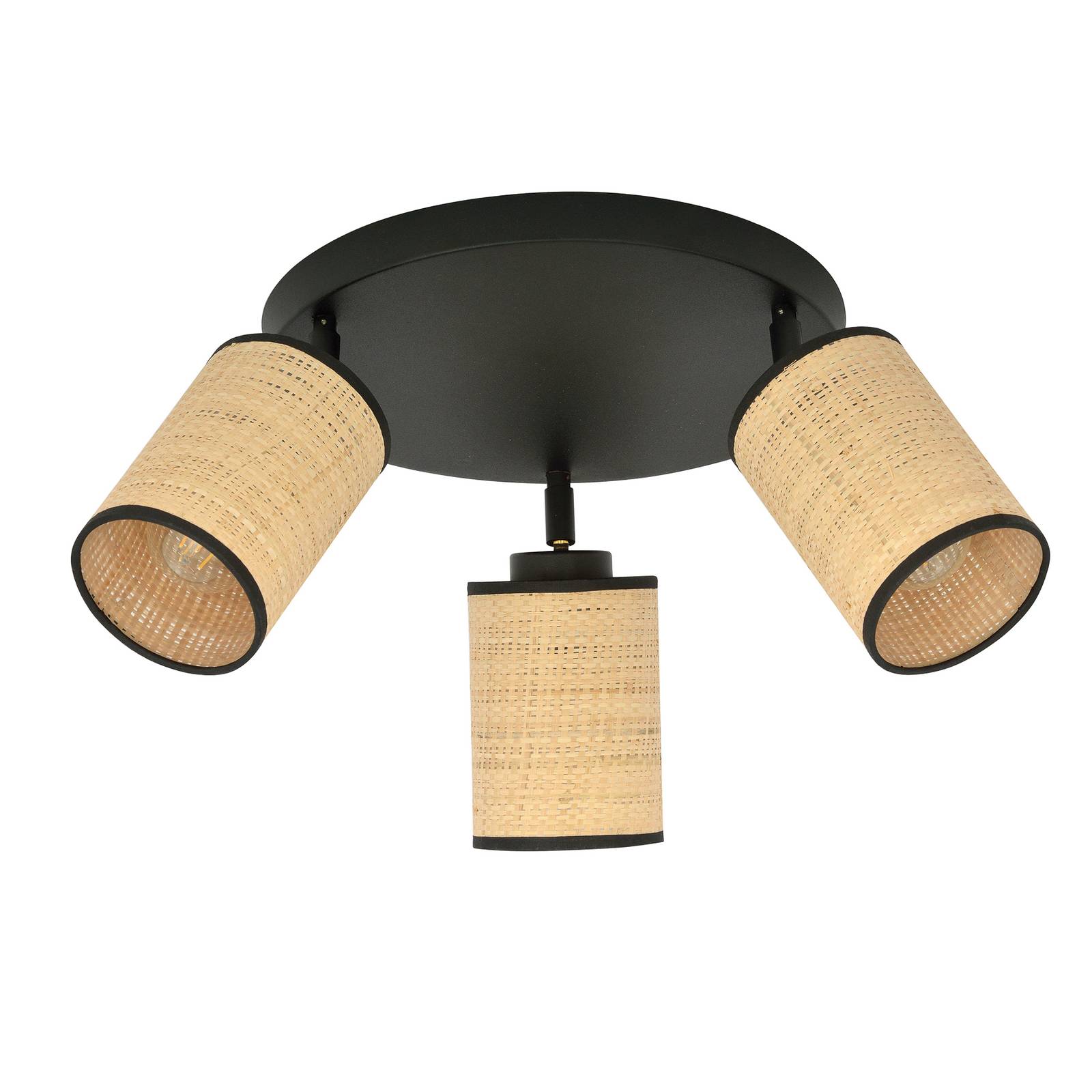 emibig lighting spot pour plafond yoga premium noir/rattan 3 lampes.