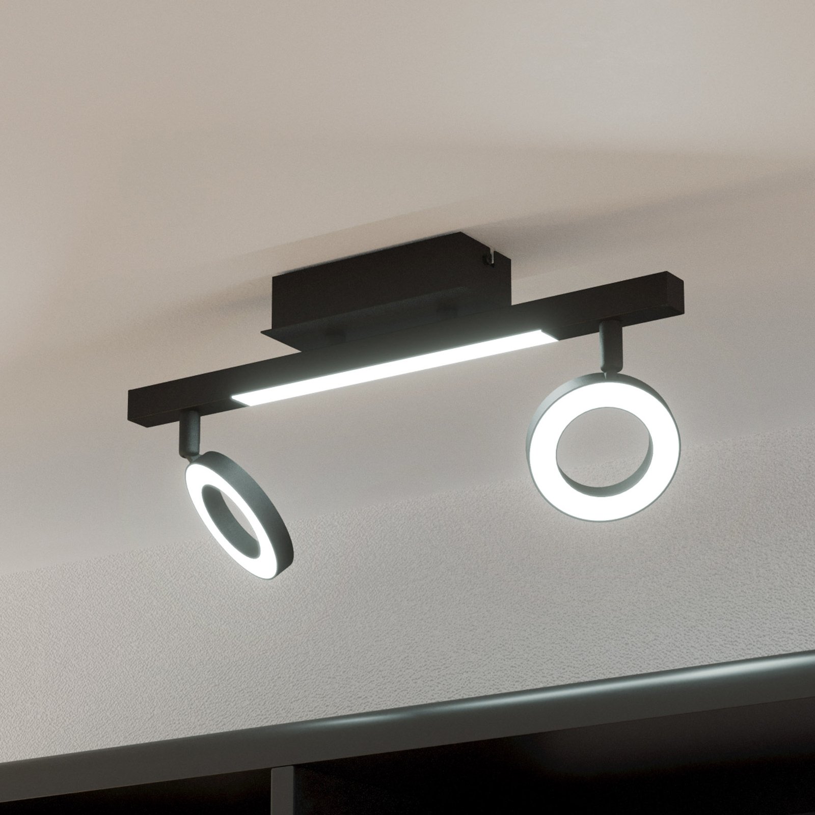 LED bodové svetlá Cardillio 2 čierna s 2 kruhmi