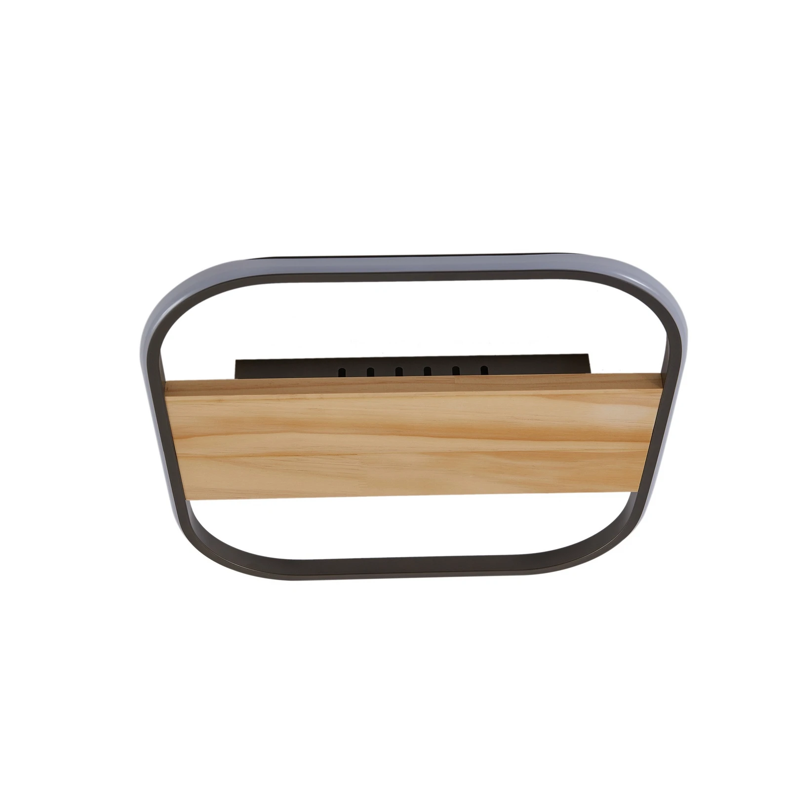 Lindby, plafonnier LED Romilda, gris, bois, largeur 37 cm