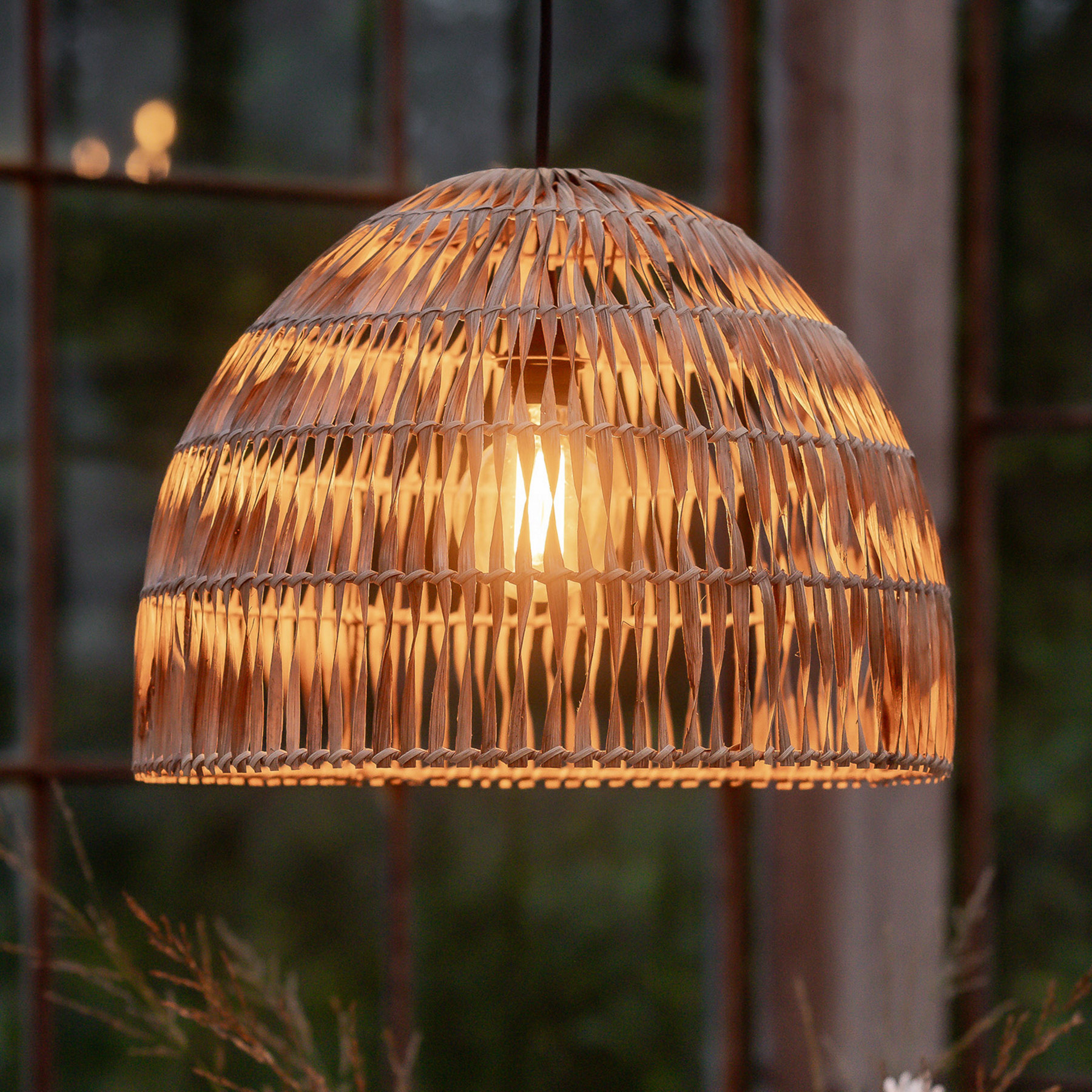 PR Home Außenhängelampe Lace Naturfaser, Steckerkabel, Ø46cm