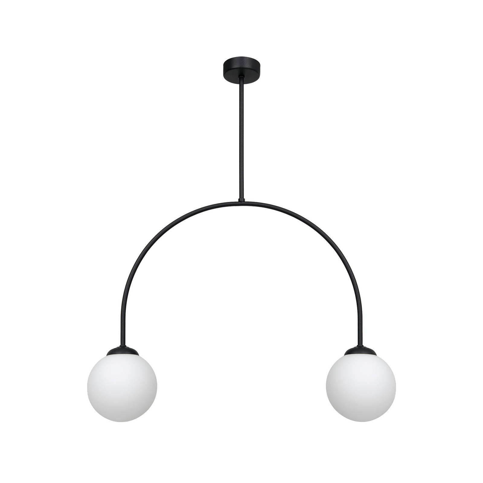 Plafonnier Archie, noir, longueur 68 cm, métal, à 2 lampes.