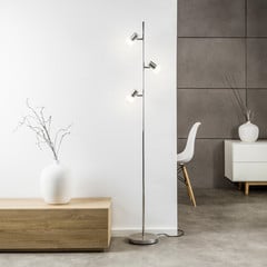 LED stojací lampa Lea, výška 157,5 cm, chrom, 3 světla, kov