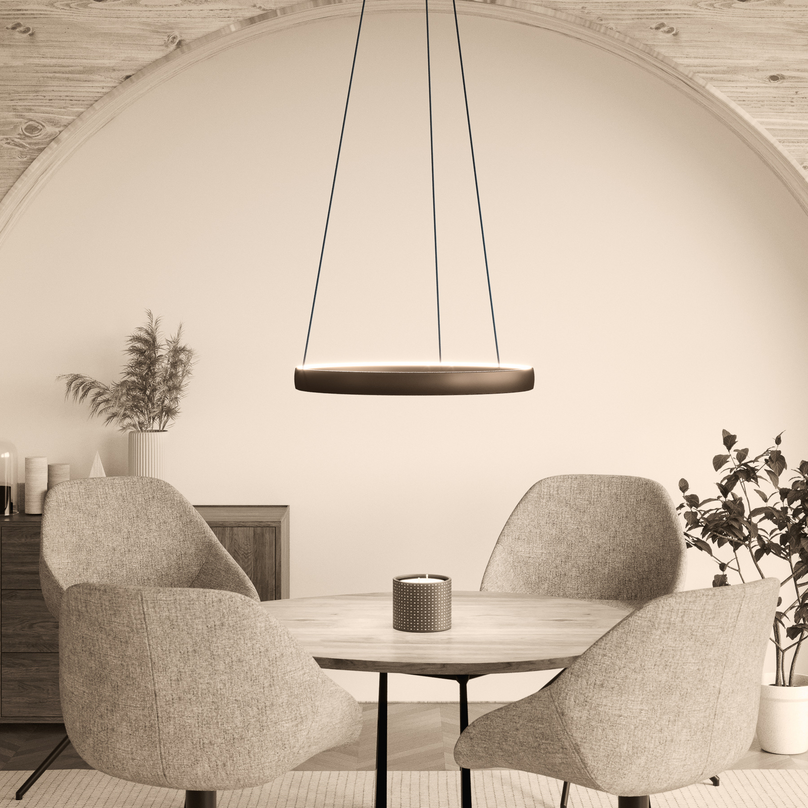 LED viseća lampa Trabuco, zvijezde svjetla, smeđa, Ø 80 cm CCT