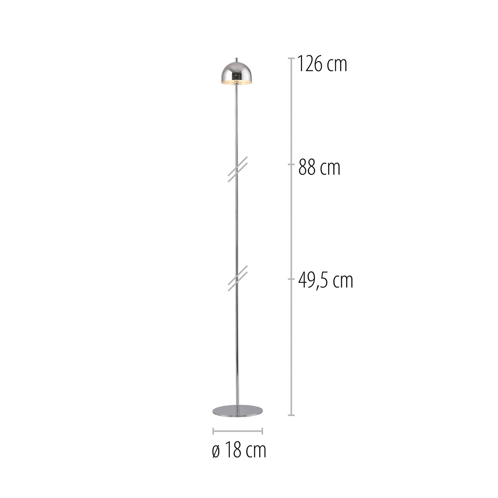 Schöner Wohnen LED-akumulatorska stoječa svetilka Bellies krom, IP54 3.000K