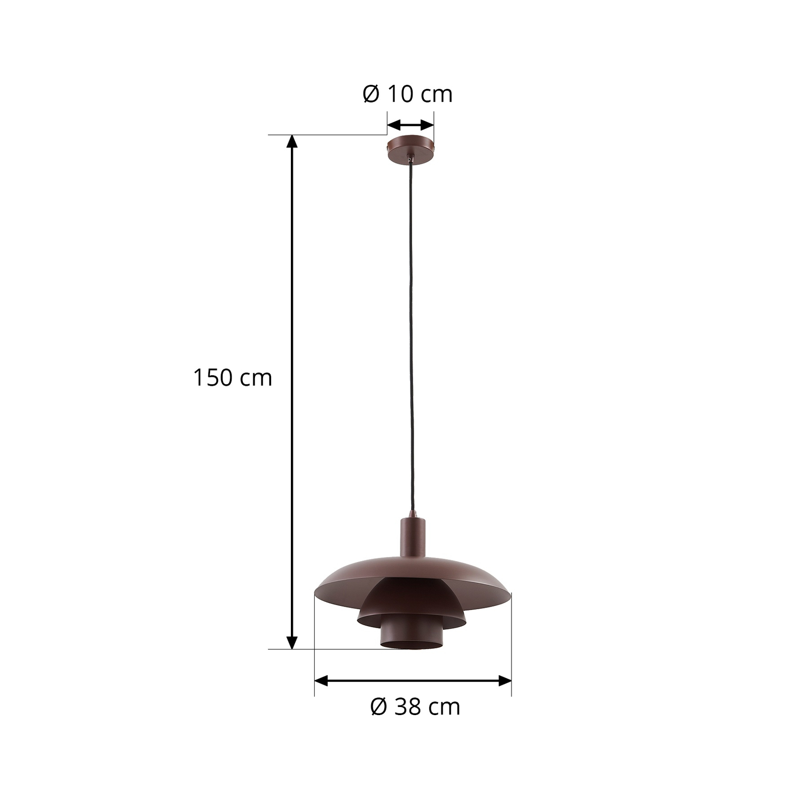 Lampă suspendată Lindby Elorri, maro, metal, Ø 38 cm