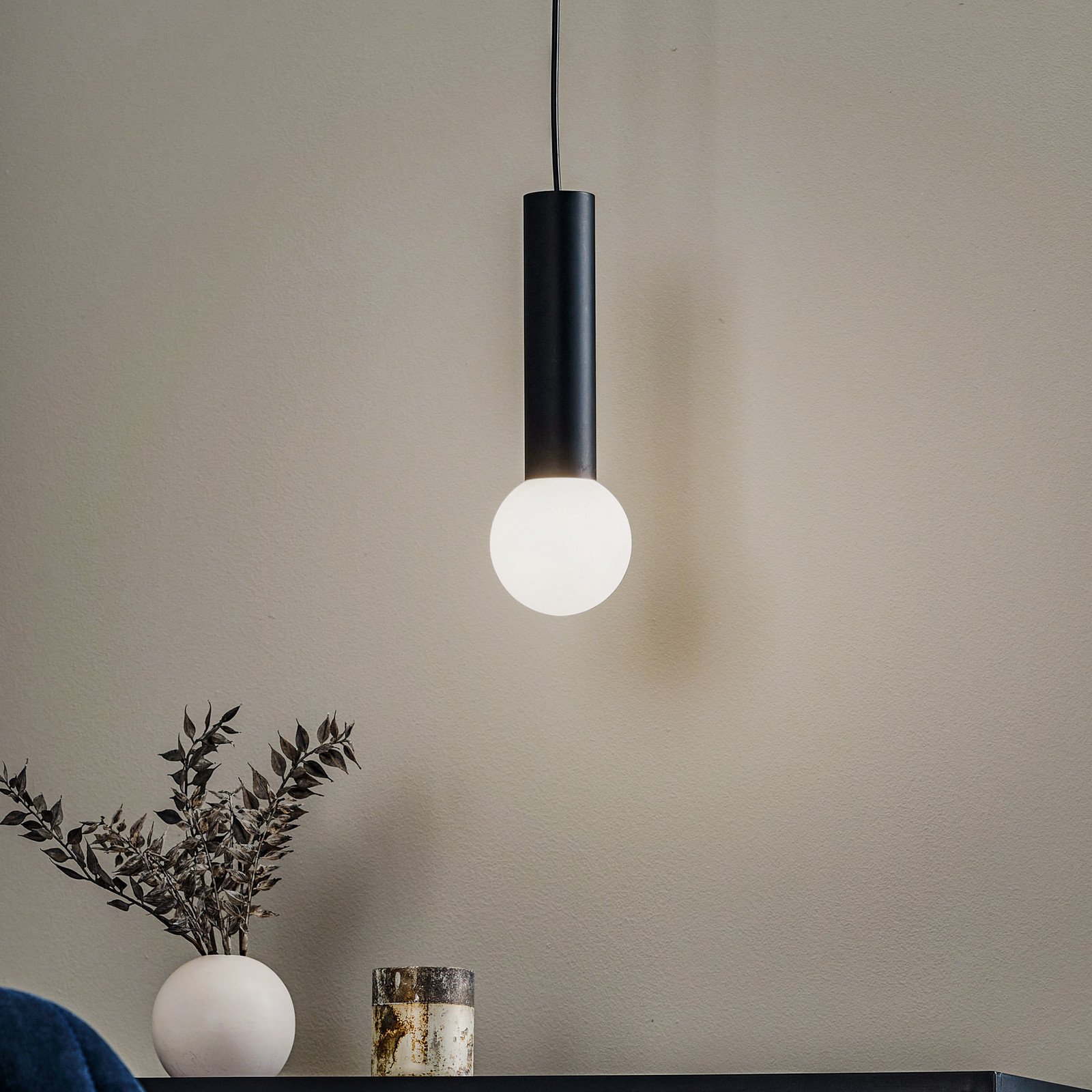 LEDS-C4 Mist lampă susp. baie IP44 negru - modern - negru metalic alb-opal - Sticlă