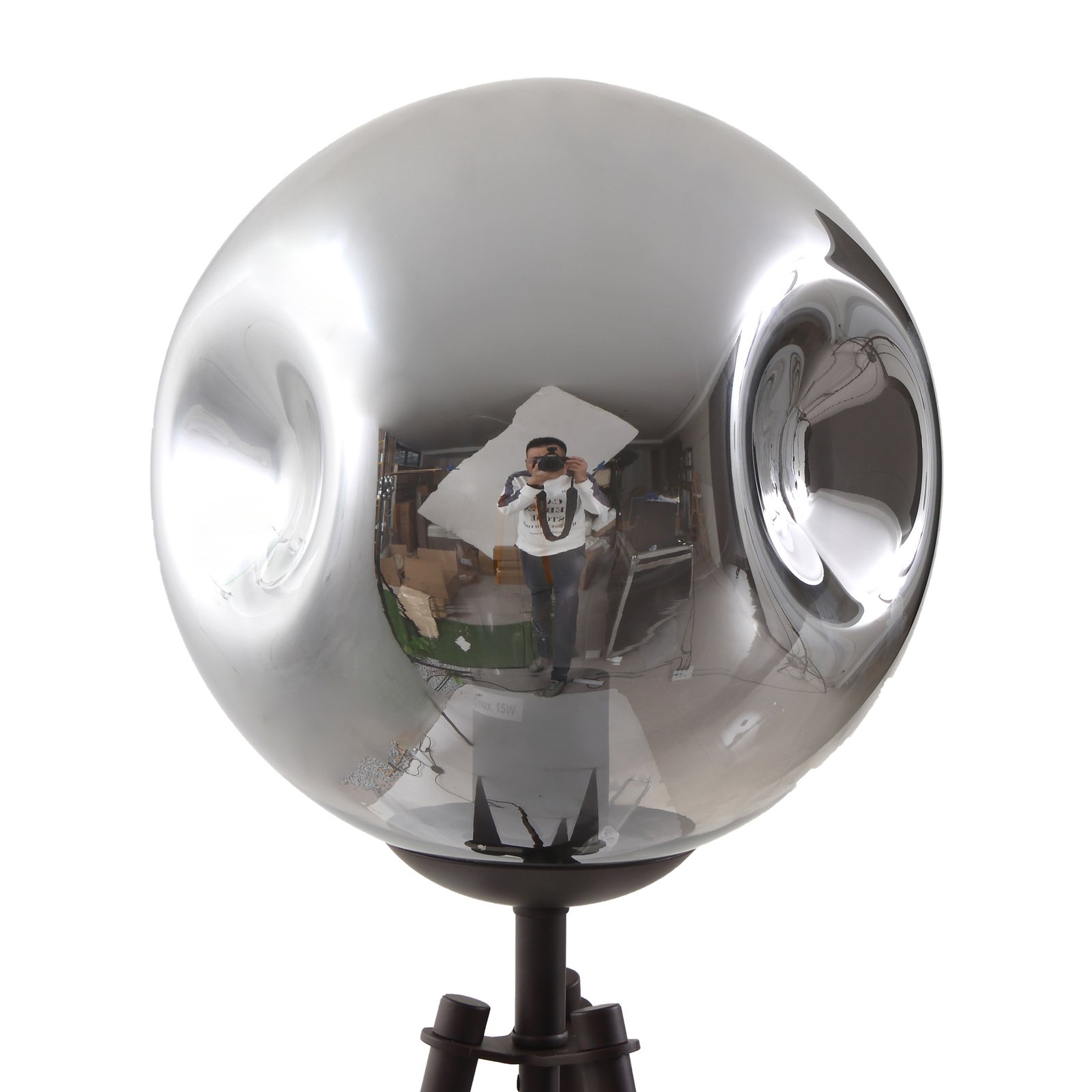 Lindby lampe sur pied Valentina, E27, gris fumé, verre, 150 cm
