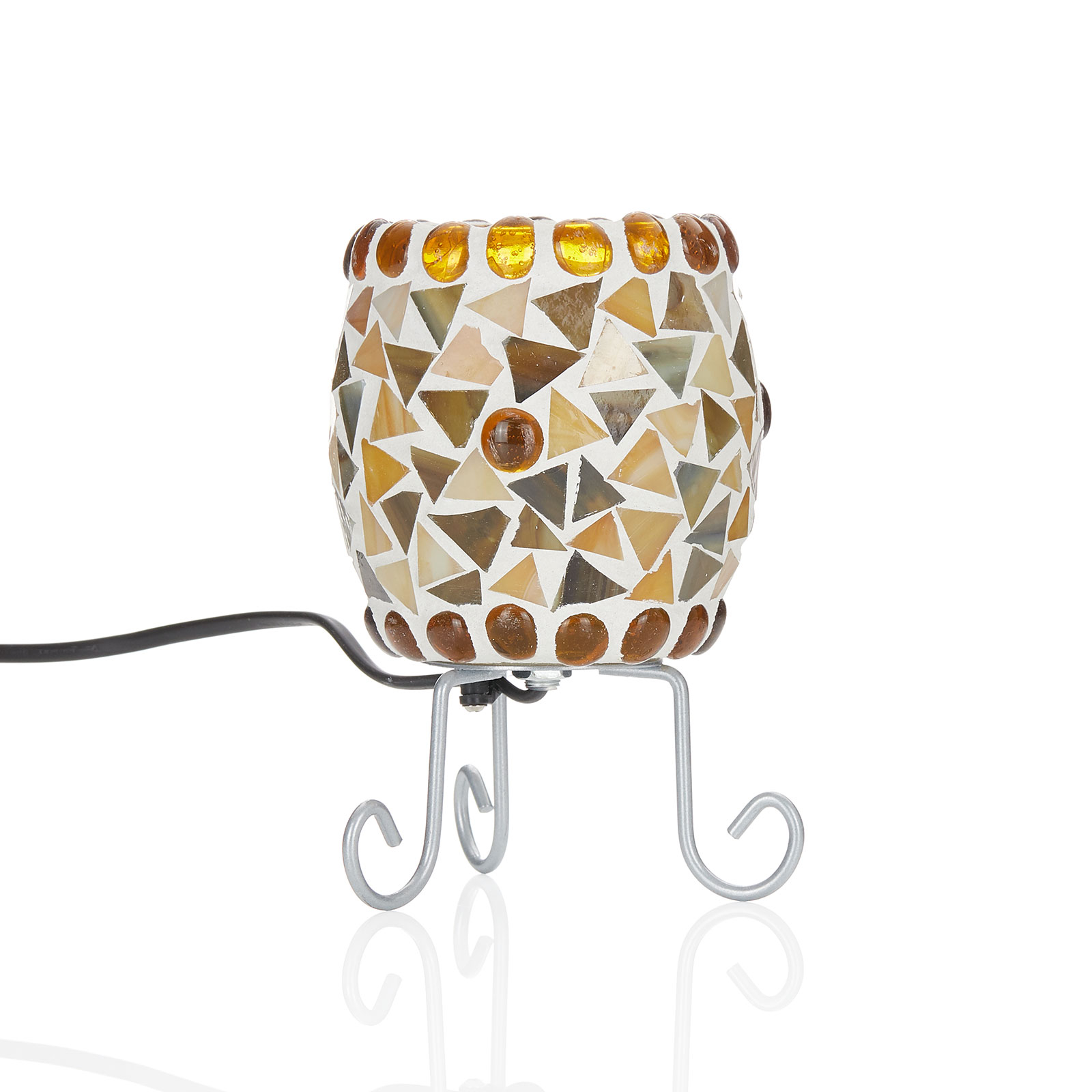 Candeeiro de mesa Enya com mosaico de vidro, castanho-creme