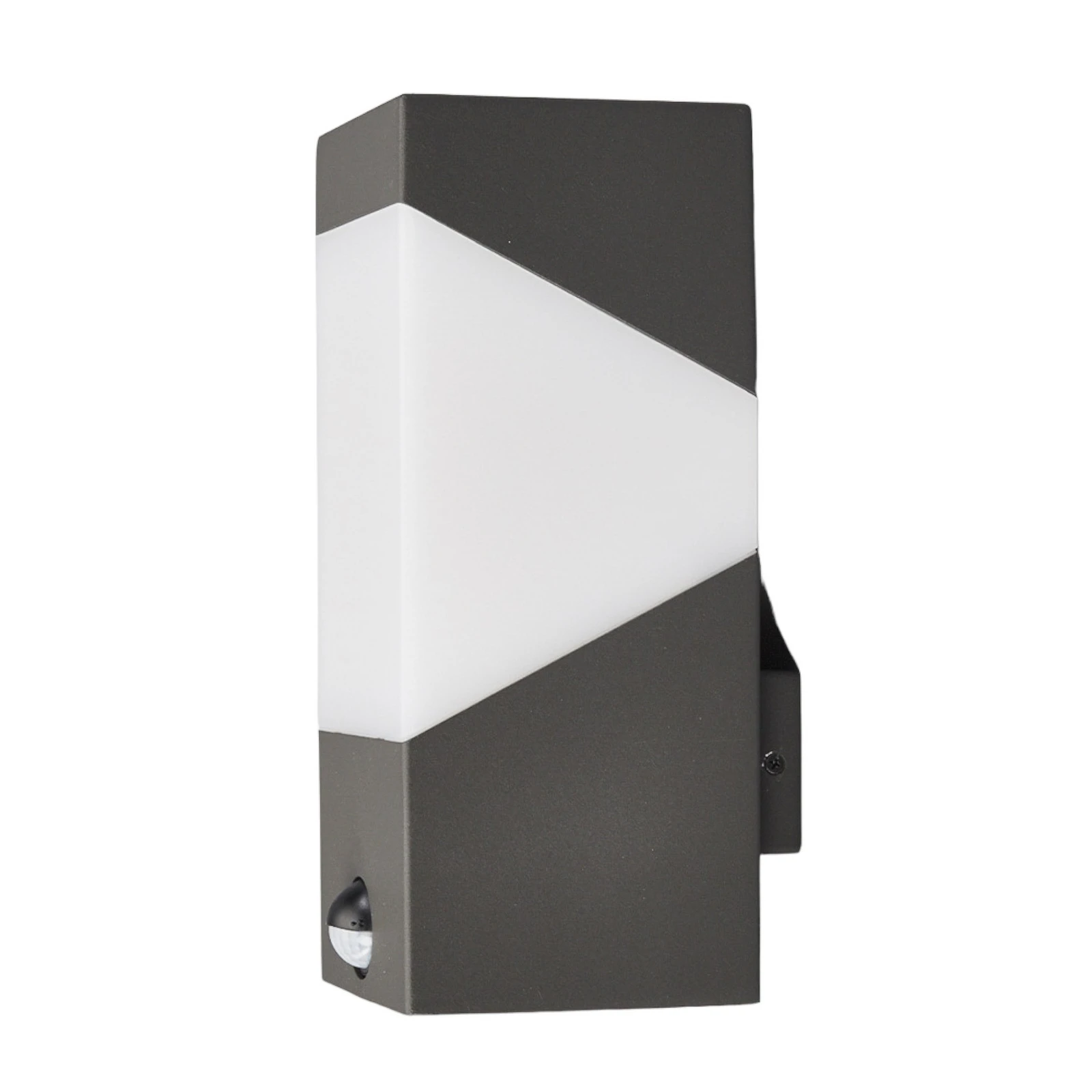 Aplique de exterior Lucande Kiran, con sensor, gris, IP44, E27