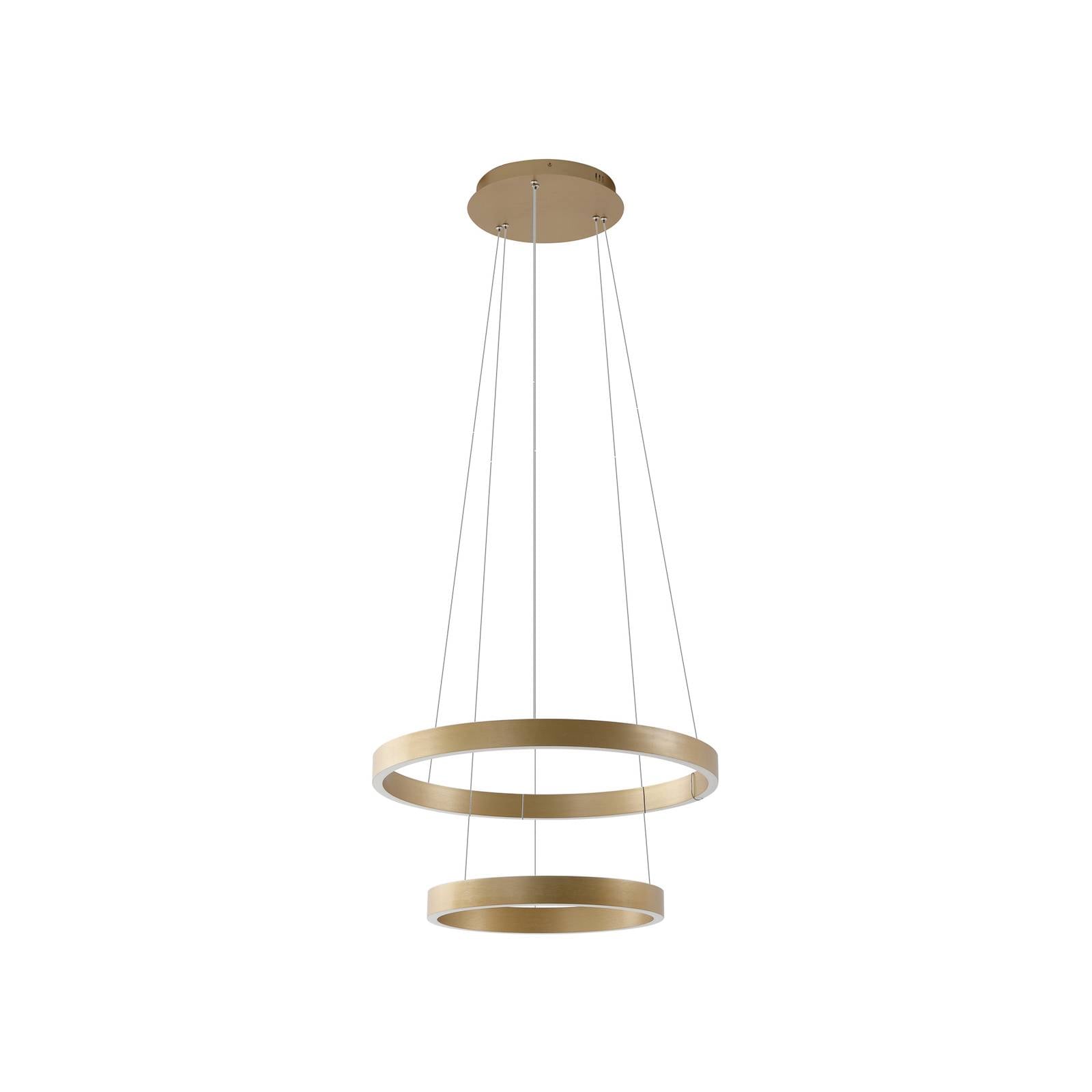 Lucande Smart LED-Hängeleuchte Yonam, gold, 2-flammig, Tuya