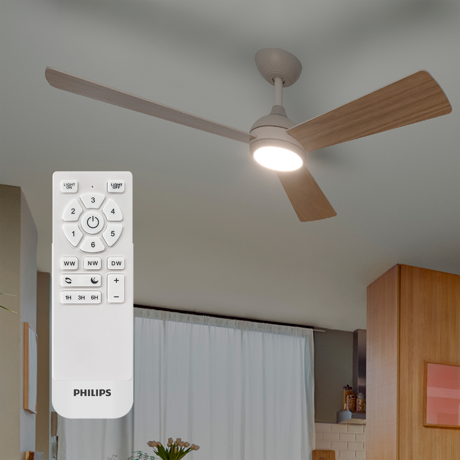 Philips Civx LED stropni ventilator, bijela/smeđa, DC, tih Philips Civx LED stropni ventilator, bijela/smeđa, DC, tih
