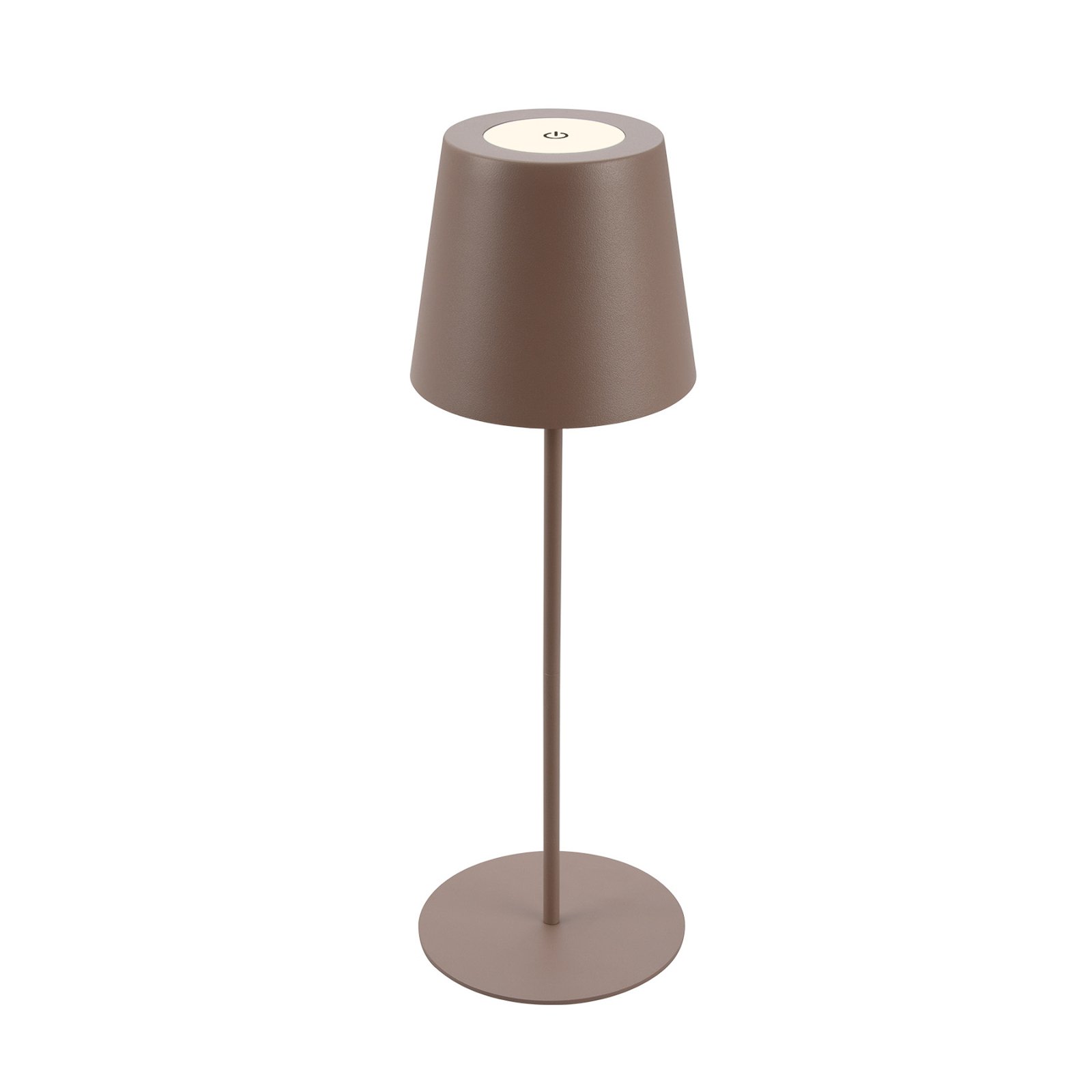 LED table lamp 7508012, brown, 2,700 K IP44 touch dimmer