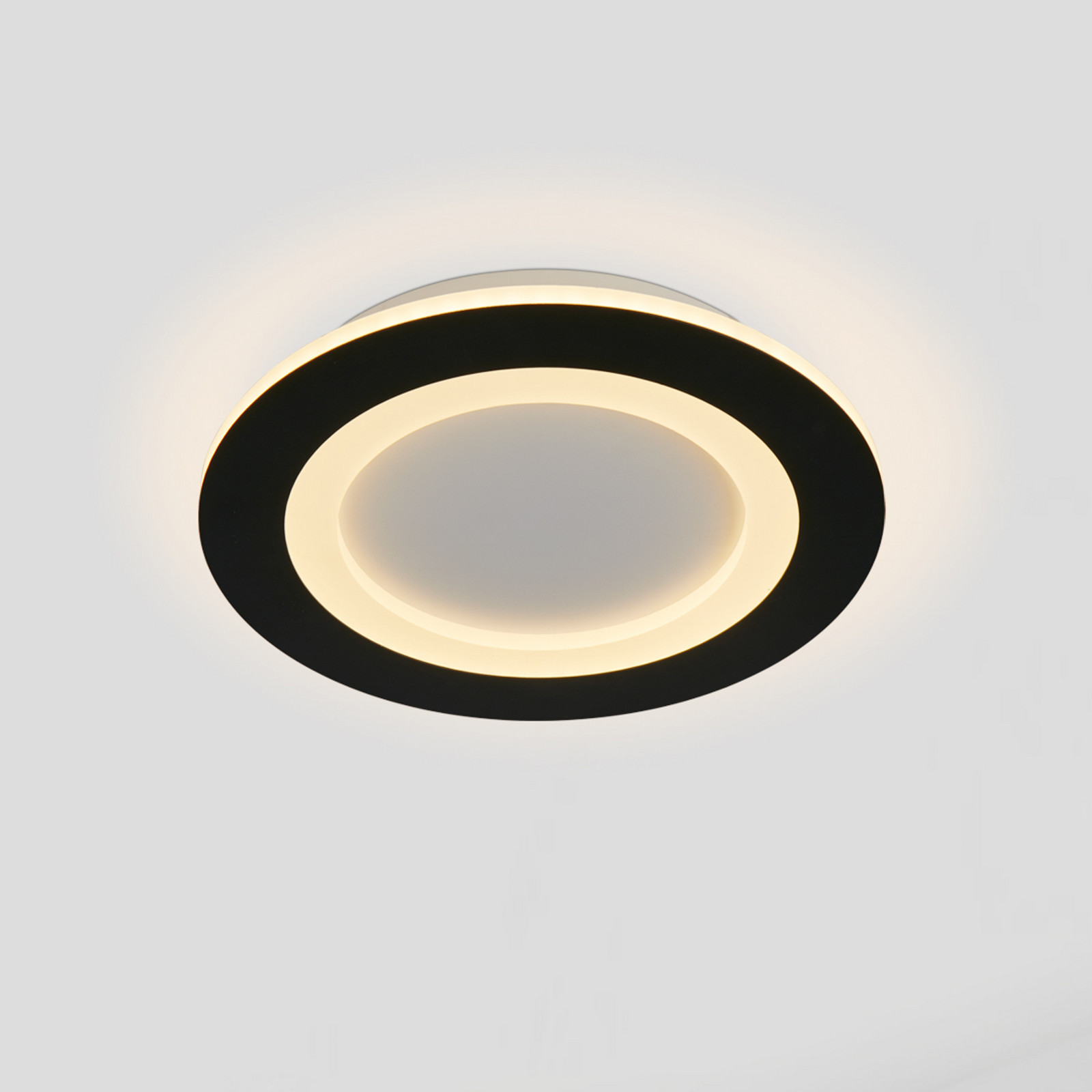 Searchlight Plafonieră LED Ringo Ø 25 cm negru/alb fier/acril CCT - Camera de zi / sufragerie - Modern - negru alb - Metal