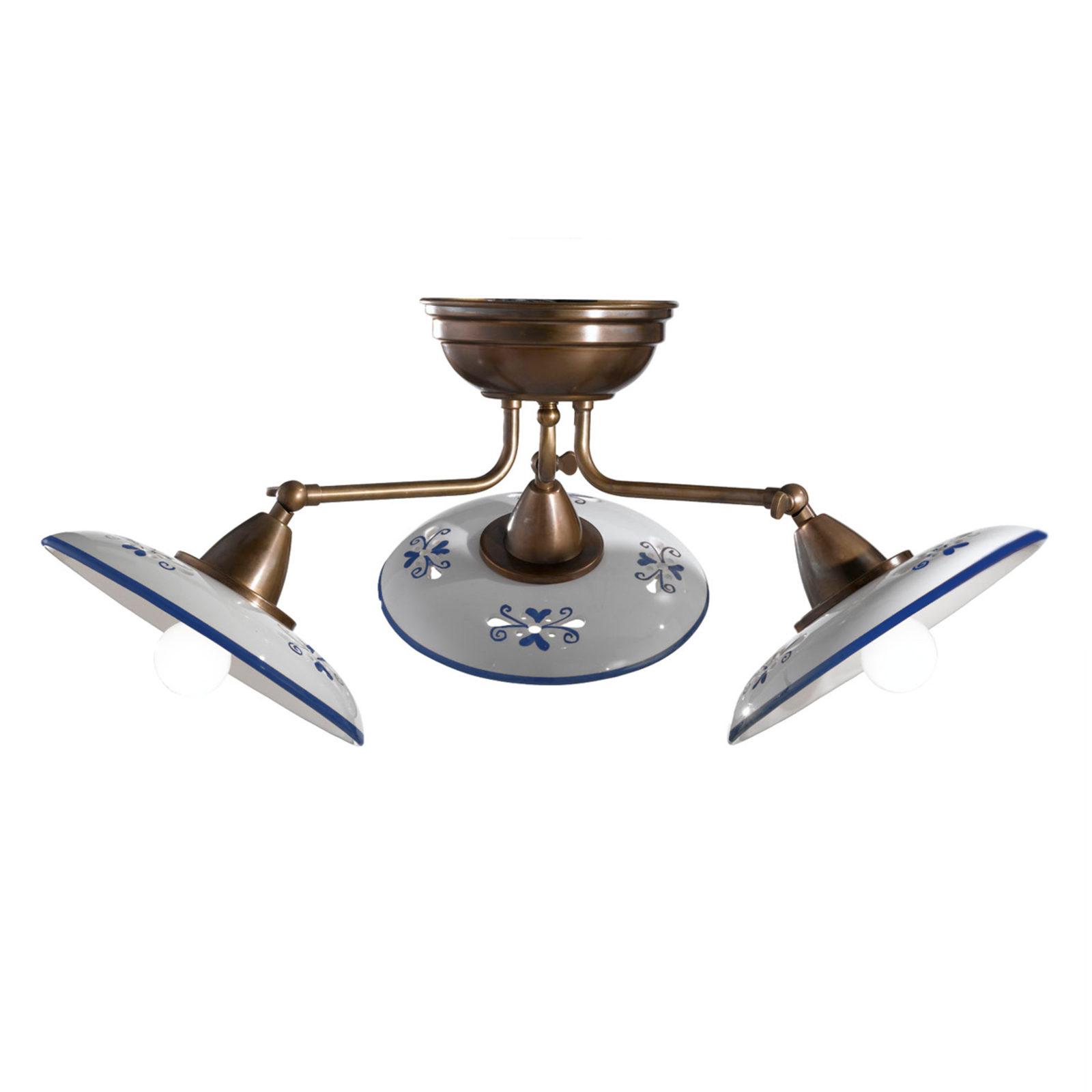 Bassano - keramiktaklampa med tre ljuskällor, blå