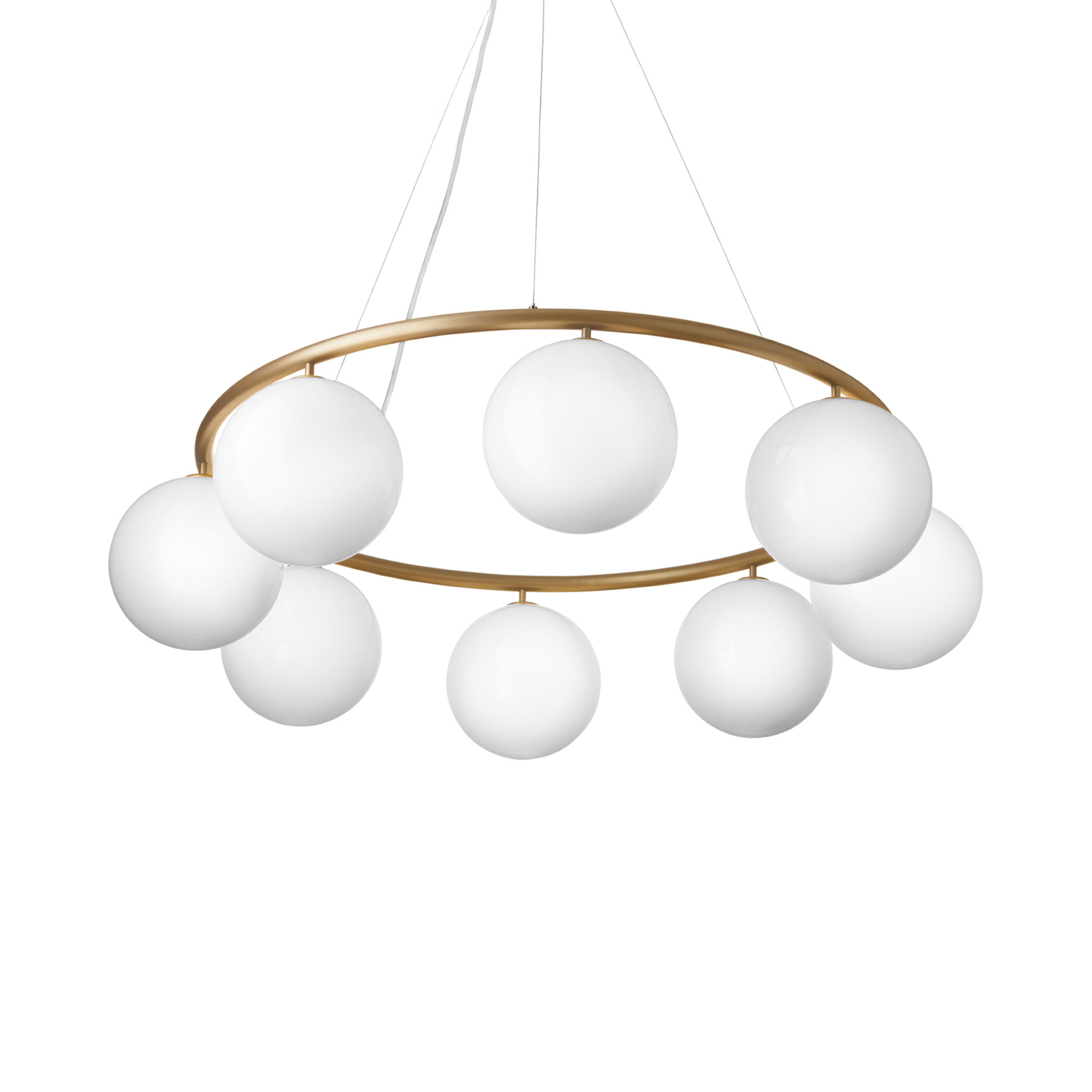 Miira 8 Circular ljuskrona, mässing/opal, Ø 100 cm - Nuura
