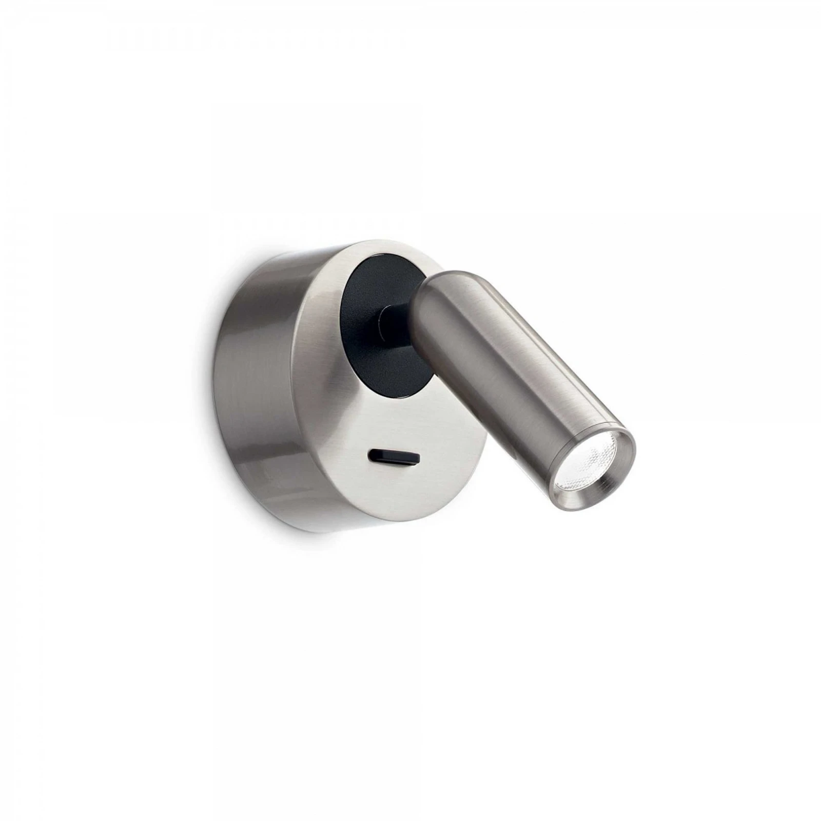 Ideal Lux LED wall spotlight Bean, Ø 7 cm, nickel-coloured metal