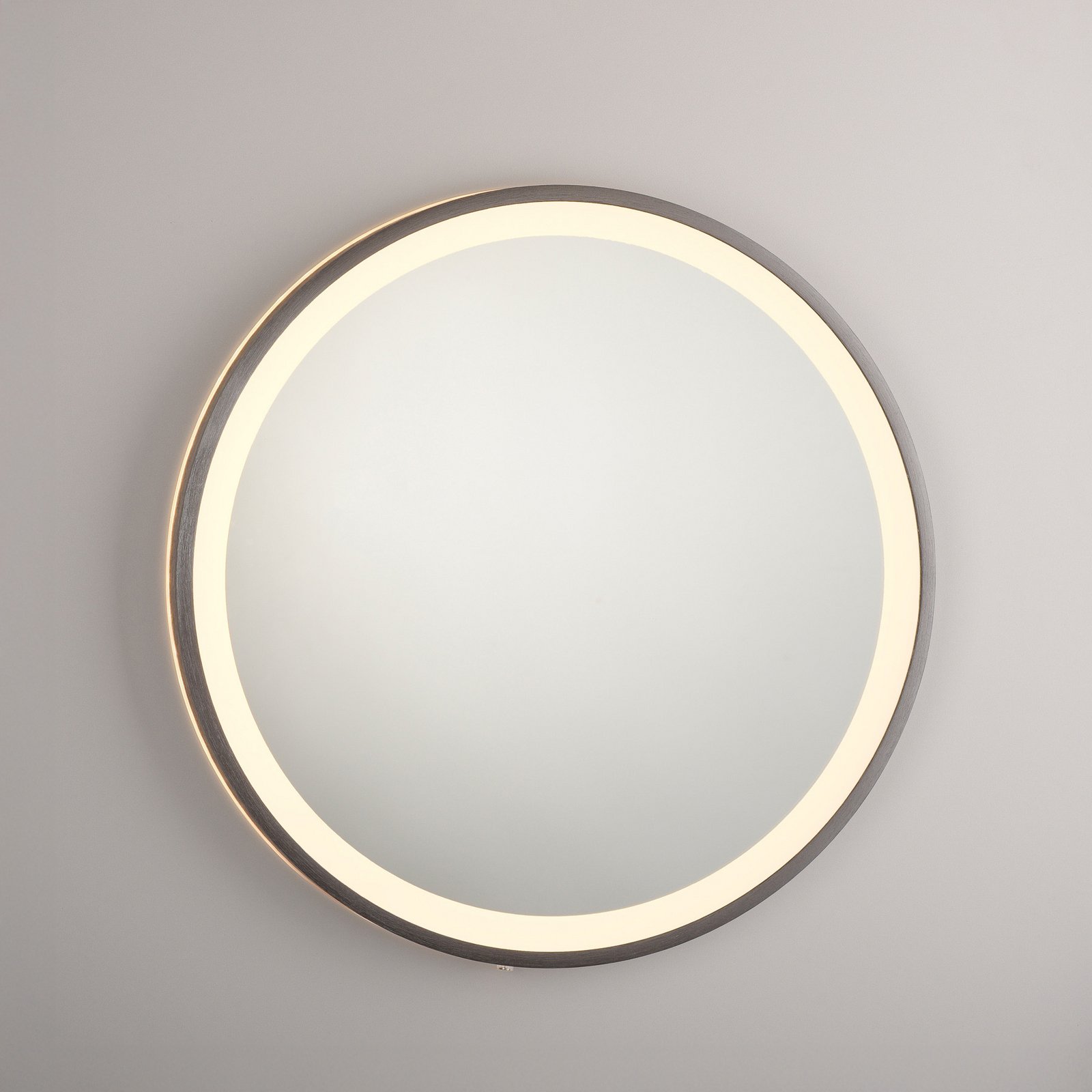 VIDRO LED wall mirror, grey, Ø 46 cm, power bank, switch