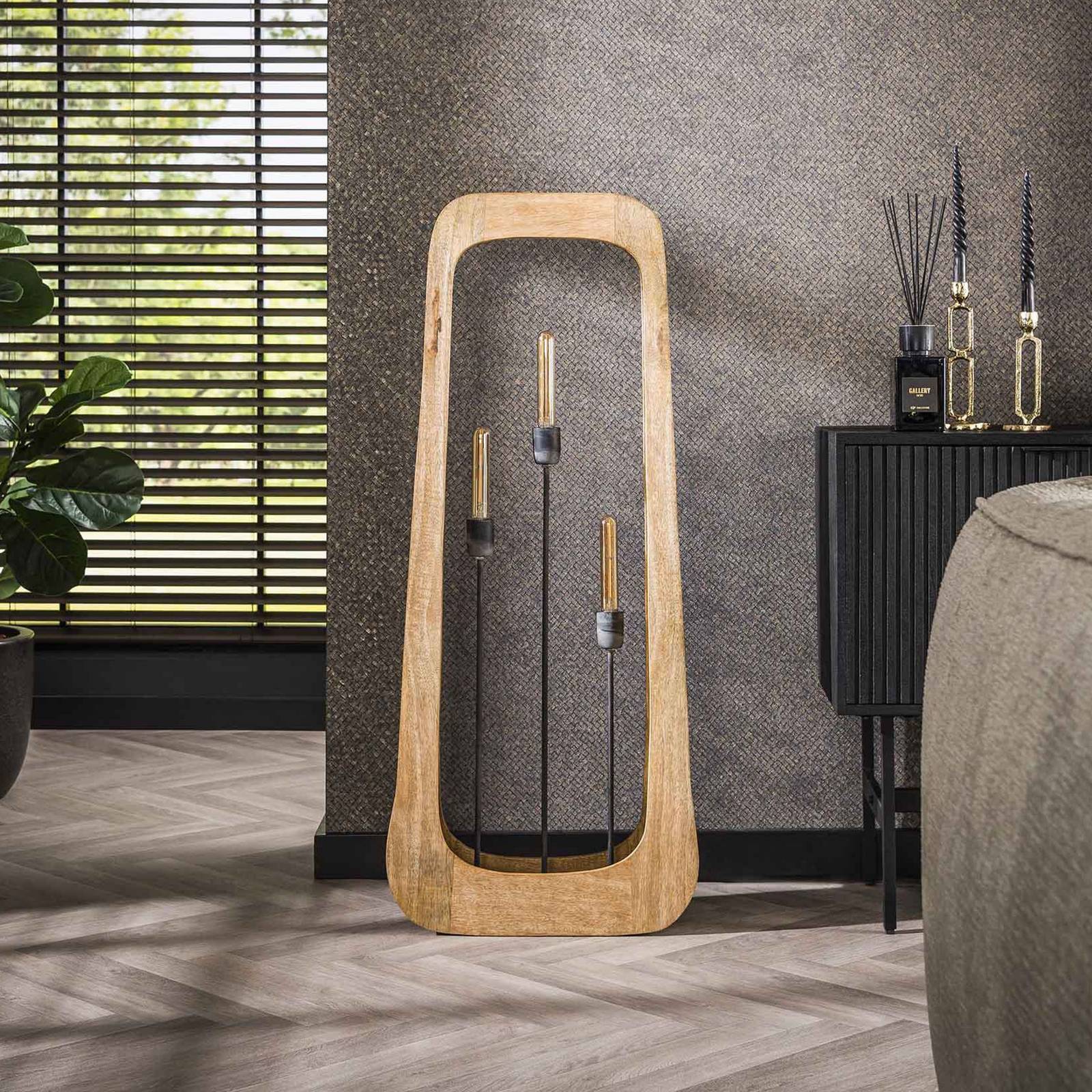 Lampa stojąca Woodframe, 3-punktowa, drewno mango, naturalny