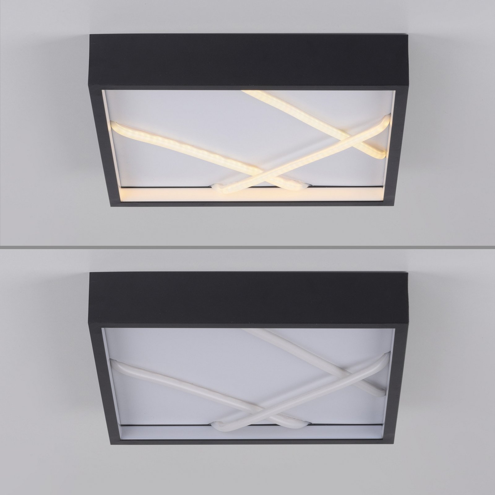 JUST LIGHT. LED plafondlamp Mikado, 30 x 30 cm, zwart