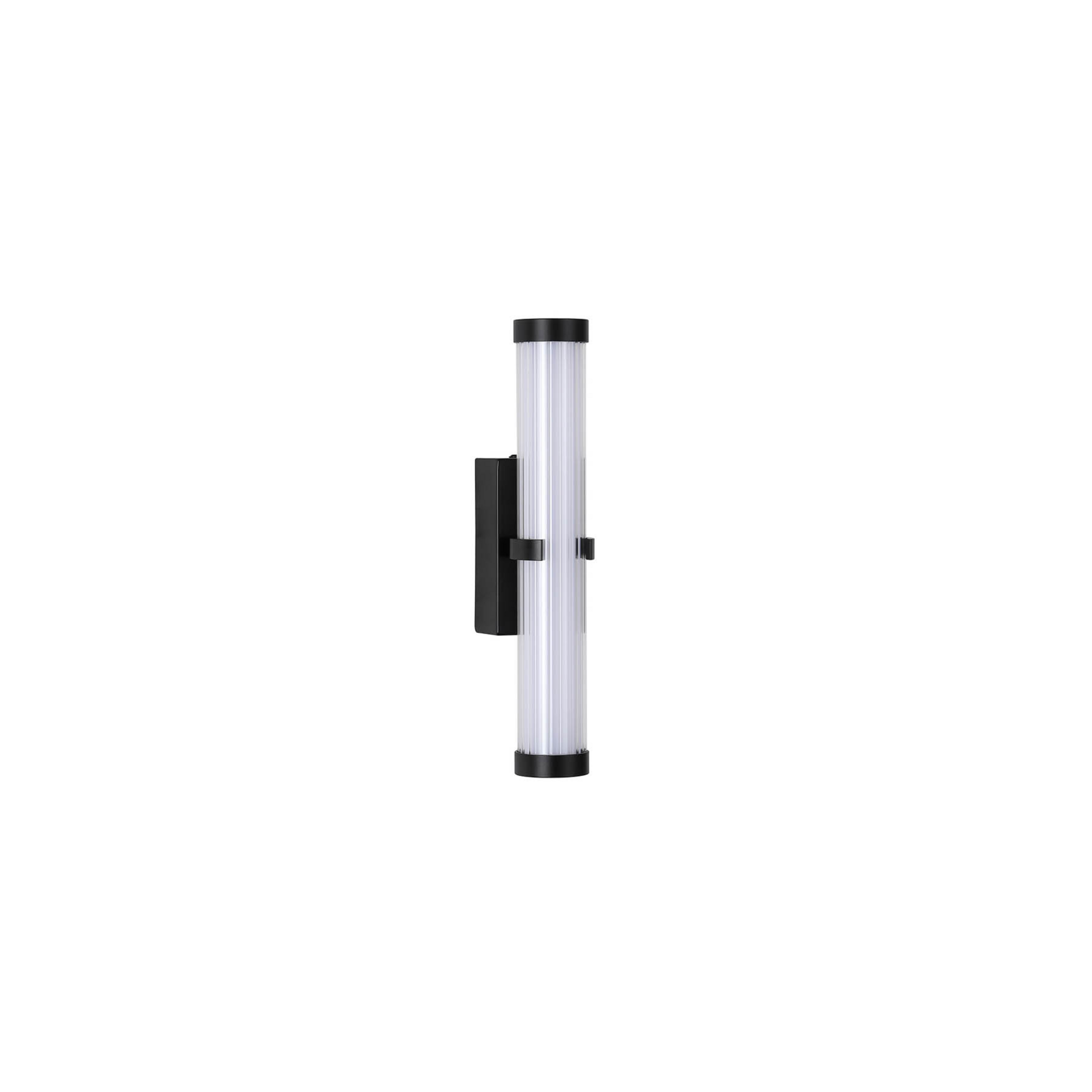 Clamp LED-væglampe, sort/hvidt stål, glas, IP44