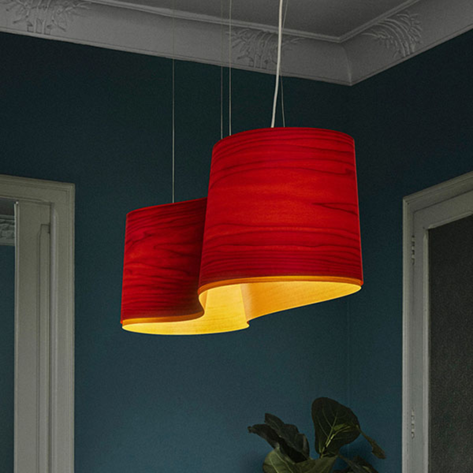 LZF New Wave závesná lampa, červená/žltá