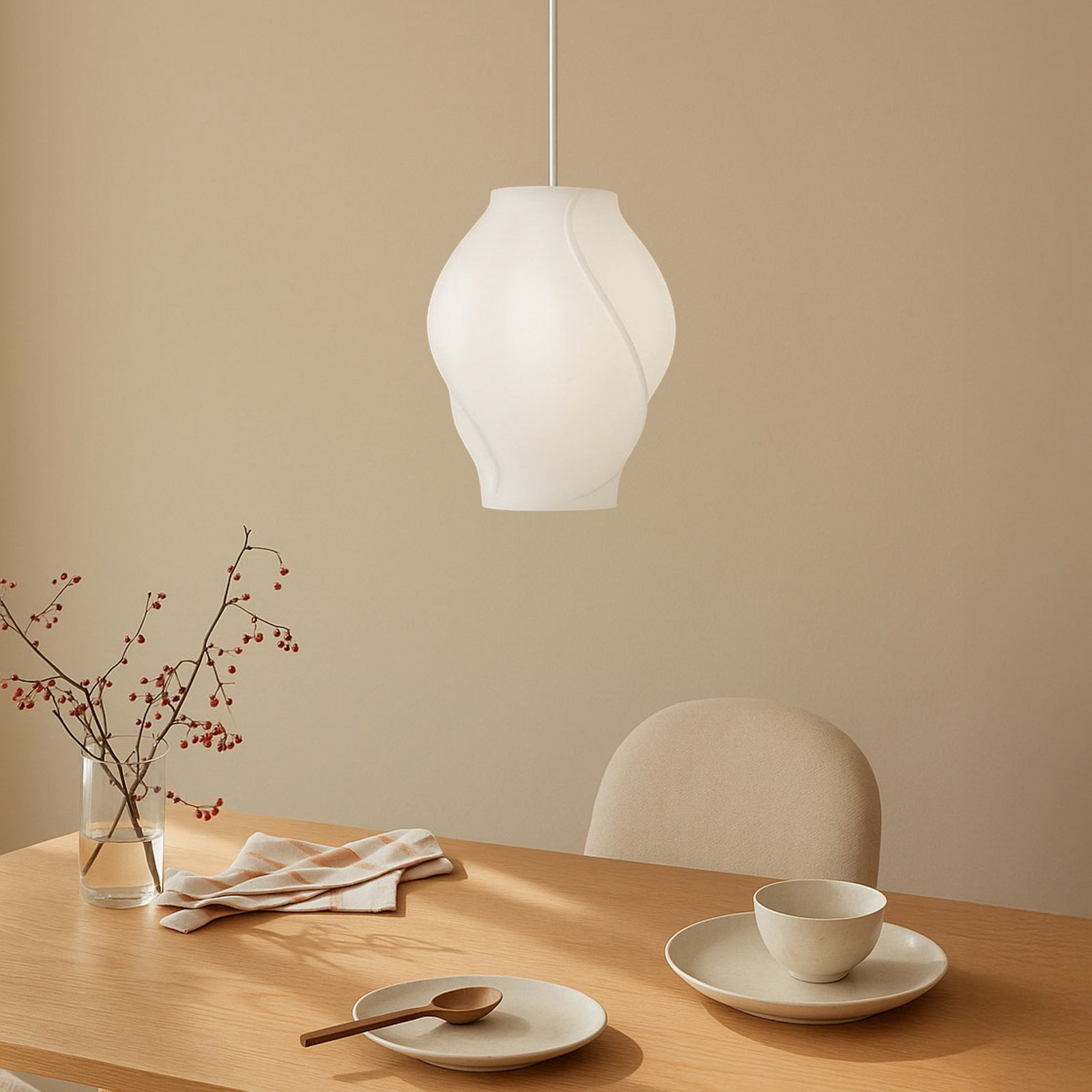 Tovina Hängeleuchte, Textil, weiß, Ø 35 cm - Lucande Tovina Hängeleuchte, Textil, weiß, Ø 35 cm - Lucande