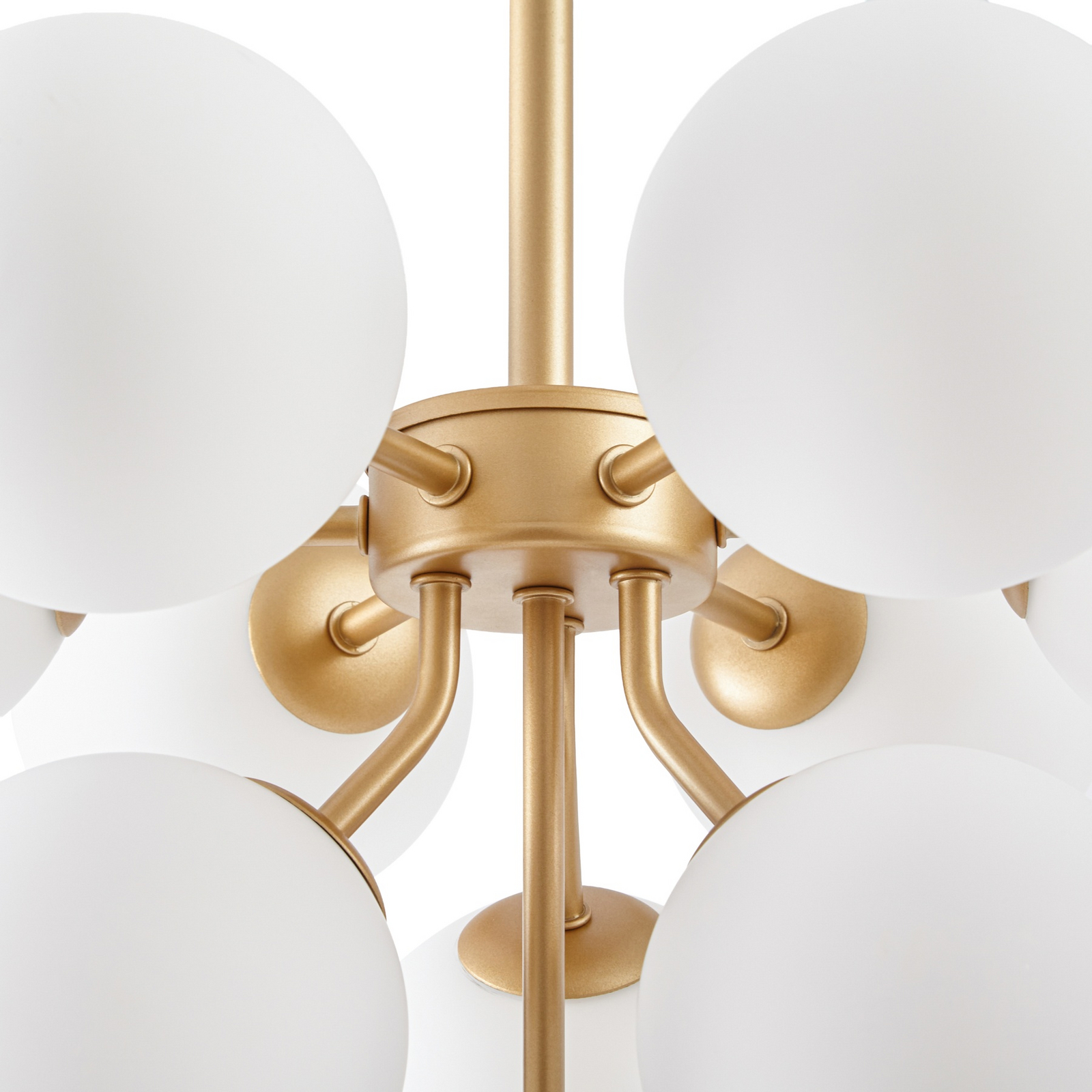 Suspension Peyton, à 10 lampes, or/blanc, verre - Lucande Suspension Peyton, à 10 lampes, or/blanc, verre - Lucande