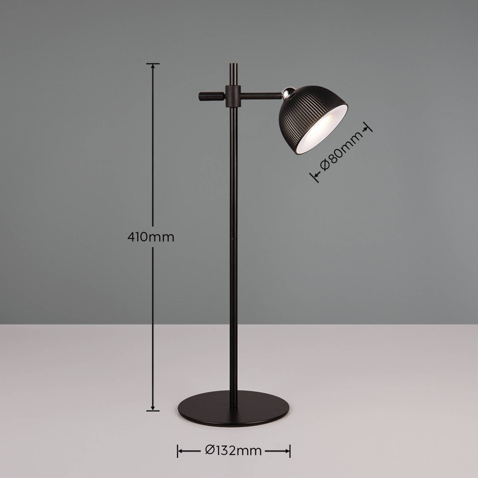 Maxima LED-es újratölthető asztali lámpa, fekete, magasság 41 cm, műanyag