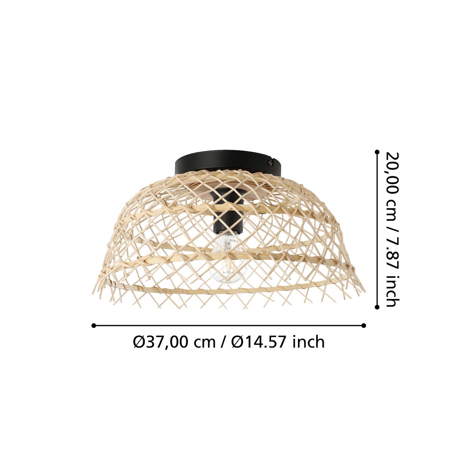 Lampa sufitowa Ausnby z drewnianą plecionką