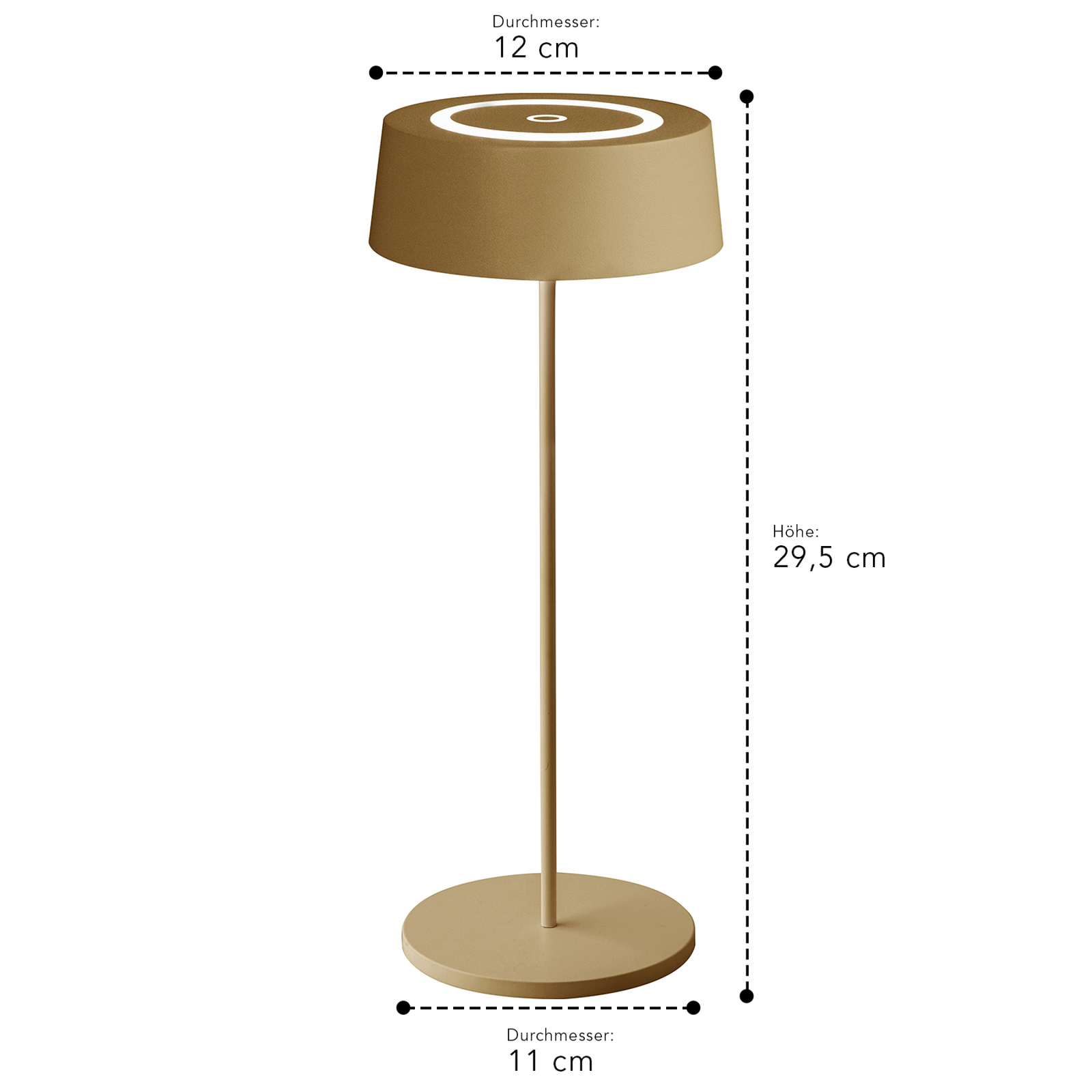 Lampă masă LED acumulator Cocktail, dimabilă auriu