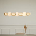 LOOM DESIGN Lampa wisząca LED Pearl 7, bursztyn/złoto, szkło, 110 cm