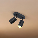 Calex GU10-Deckenspot, schwarz, Länge 21 cm, 2-flg., Metall