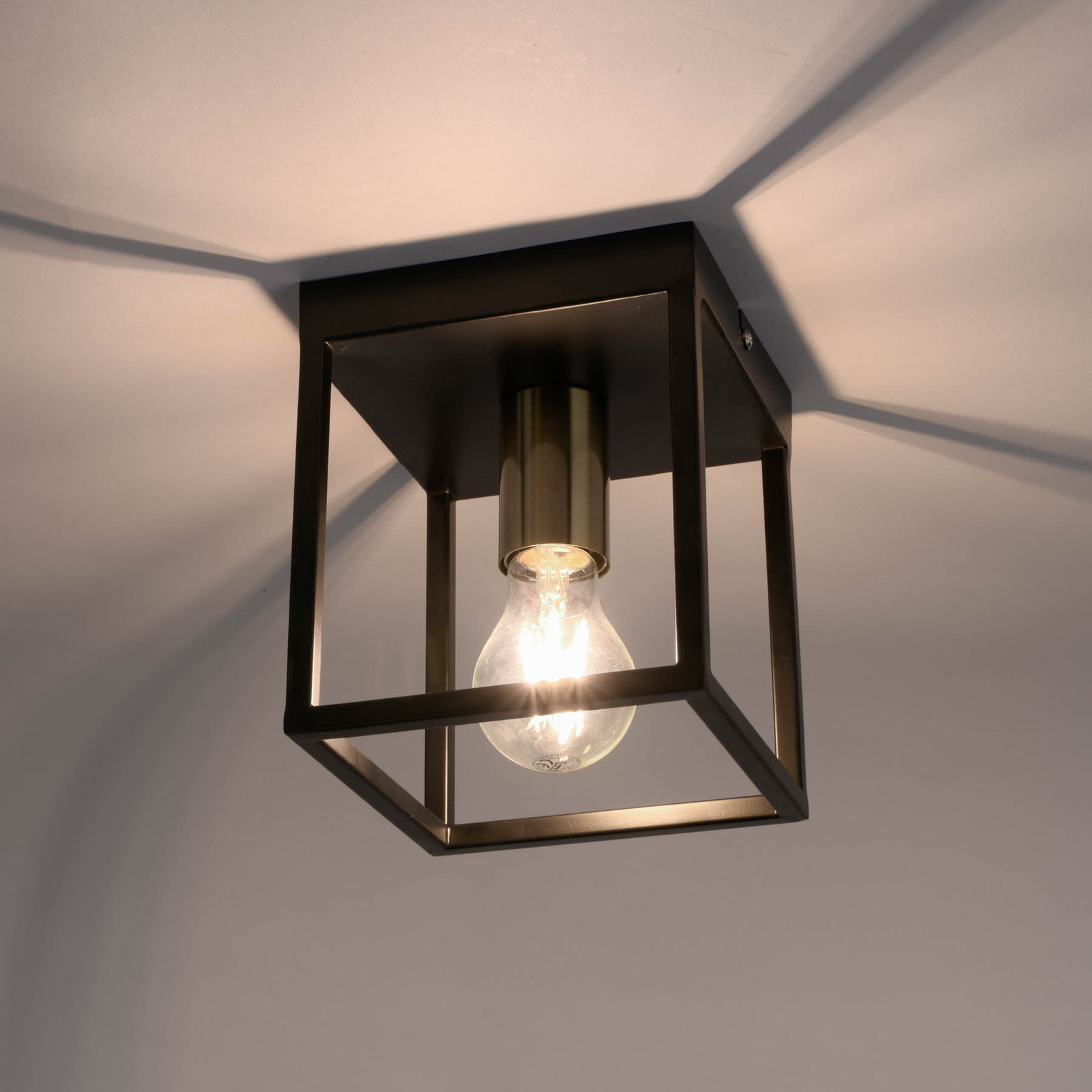 Plafondlamp Fabio, 1-lamp, zwart/goud